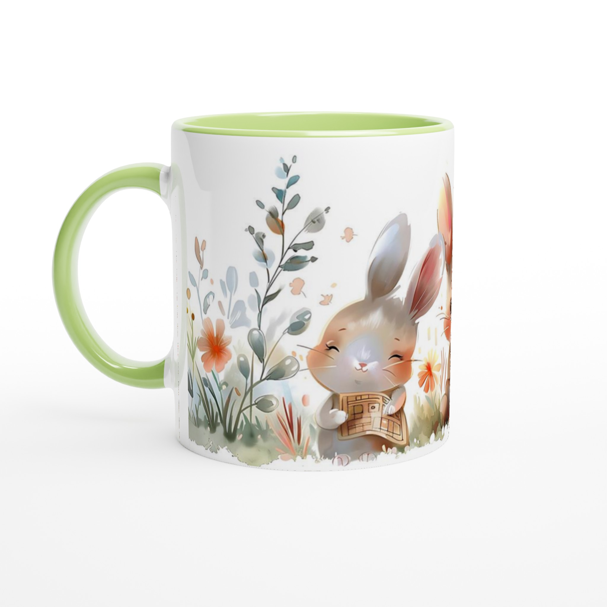 Söta kaniner i blomsteräng – 11oz keramisk mugg för barn och djurälskare i flera färger 3 838fbe6c-f20a-4e8a-b2a3-34e4cf508bbf