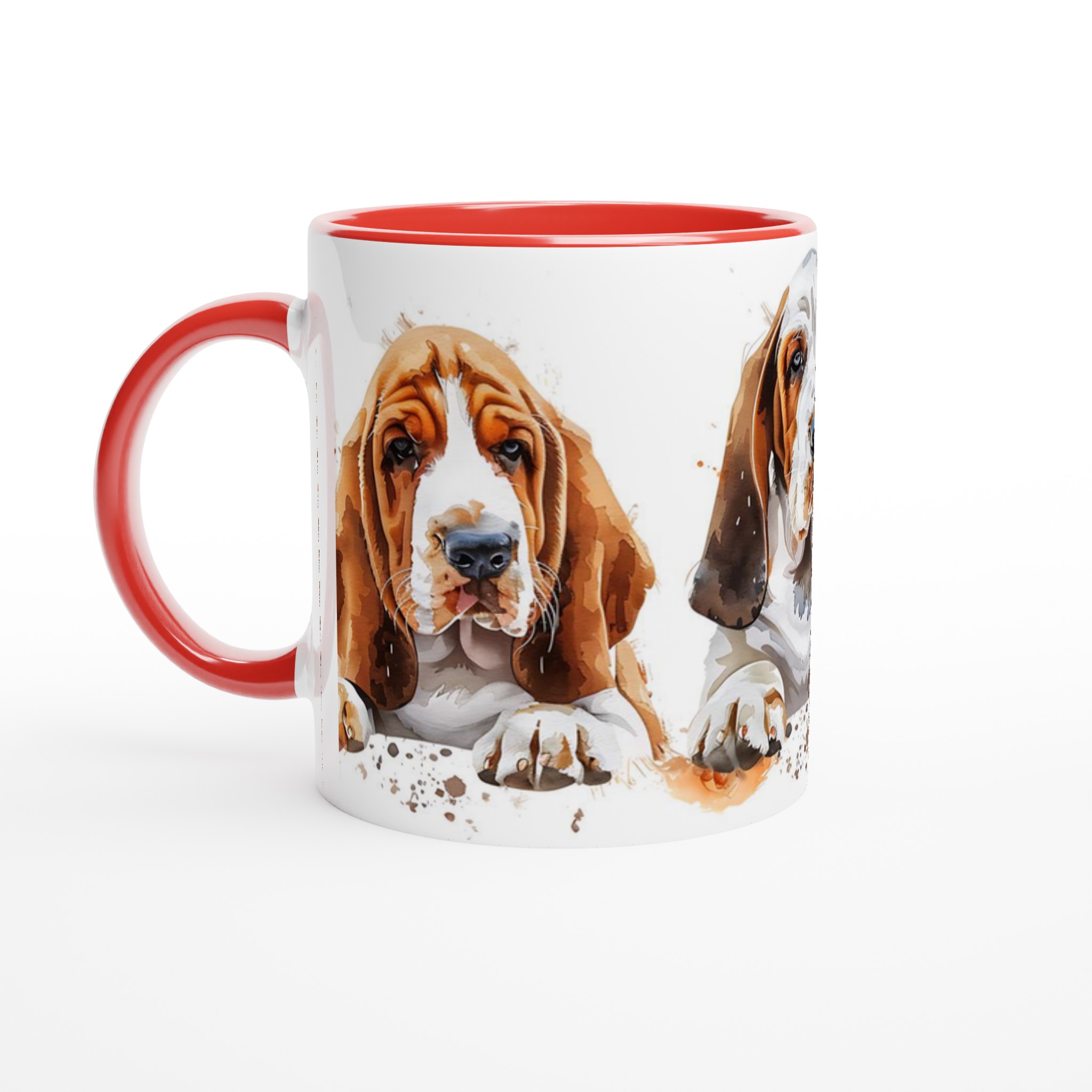 Basset Hound Valp Akvarell Mugg – Vit 11oz Keramikmugg i ditt val av 7 färger 5 8489af5a-57c4-42ad-b1e5-389a96648dd2