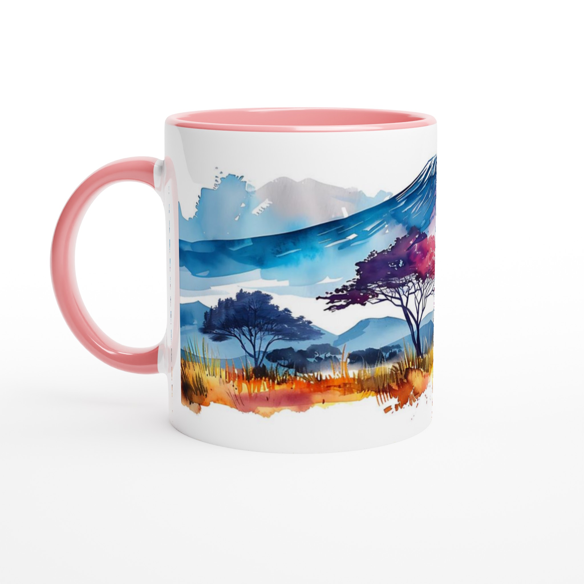 Akvarell Afrikansk Landskap Mugg - Levande 11oz Keramikmugg för kaffeälskare 6 84cdc1f0-5f84-4a3b-ba4a-ed259b2e040e