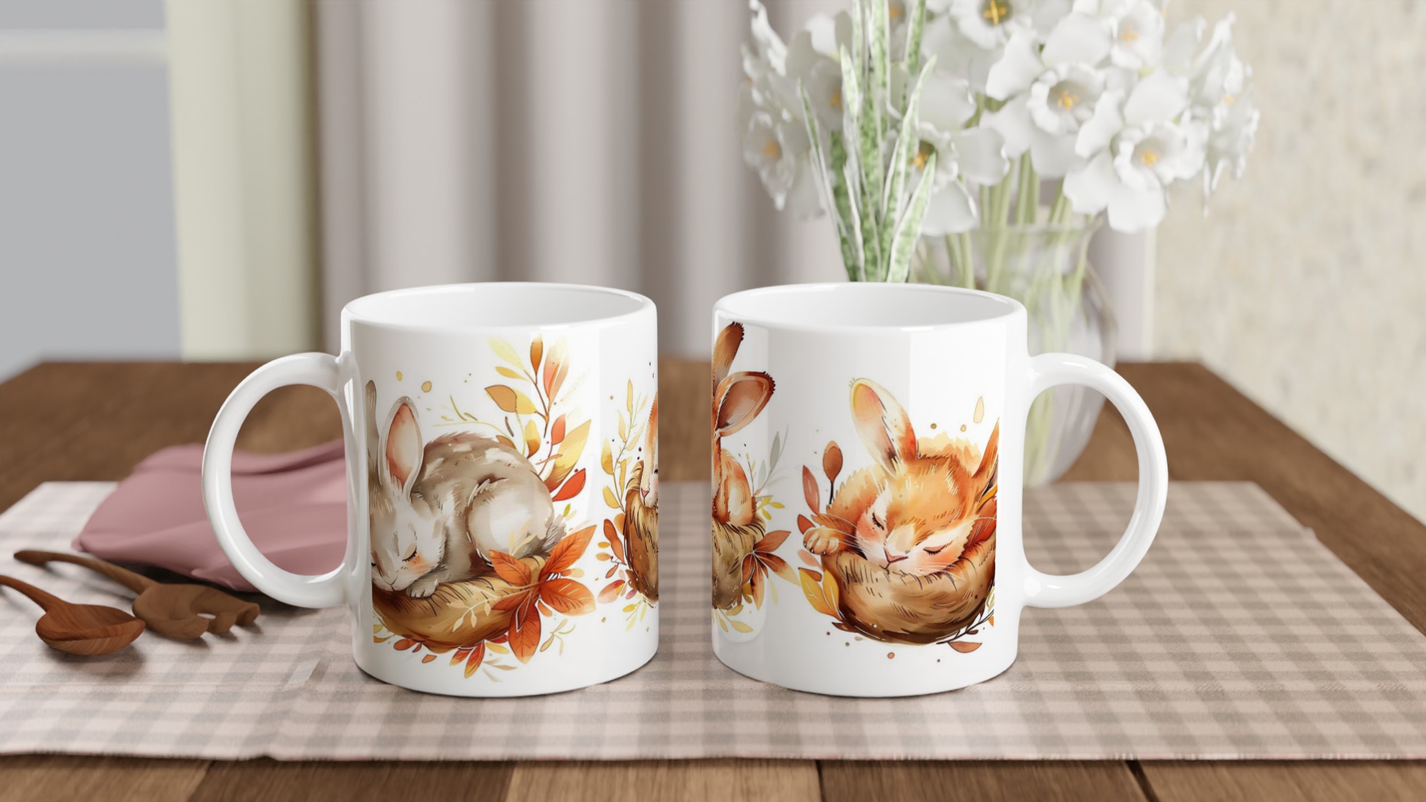 Mysig Kaninmugg i Akvarell – 11oz Keramikmugg för kaffe, te eller varm choklad 10 84e38ee0-9149-4fdd-8873-217c1f46b0df