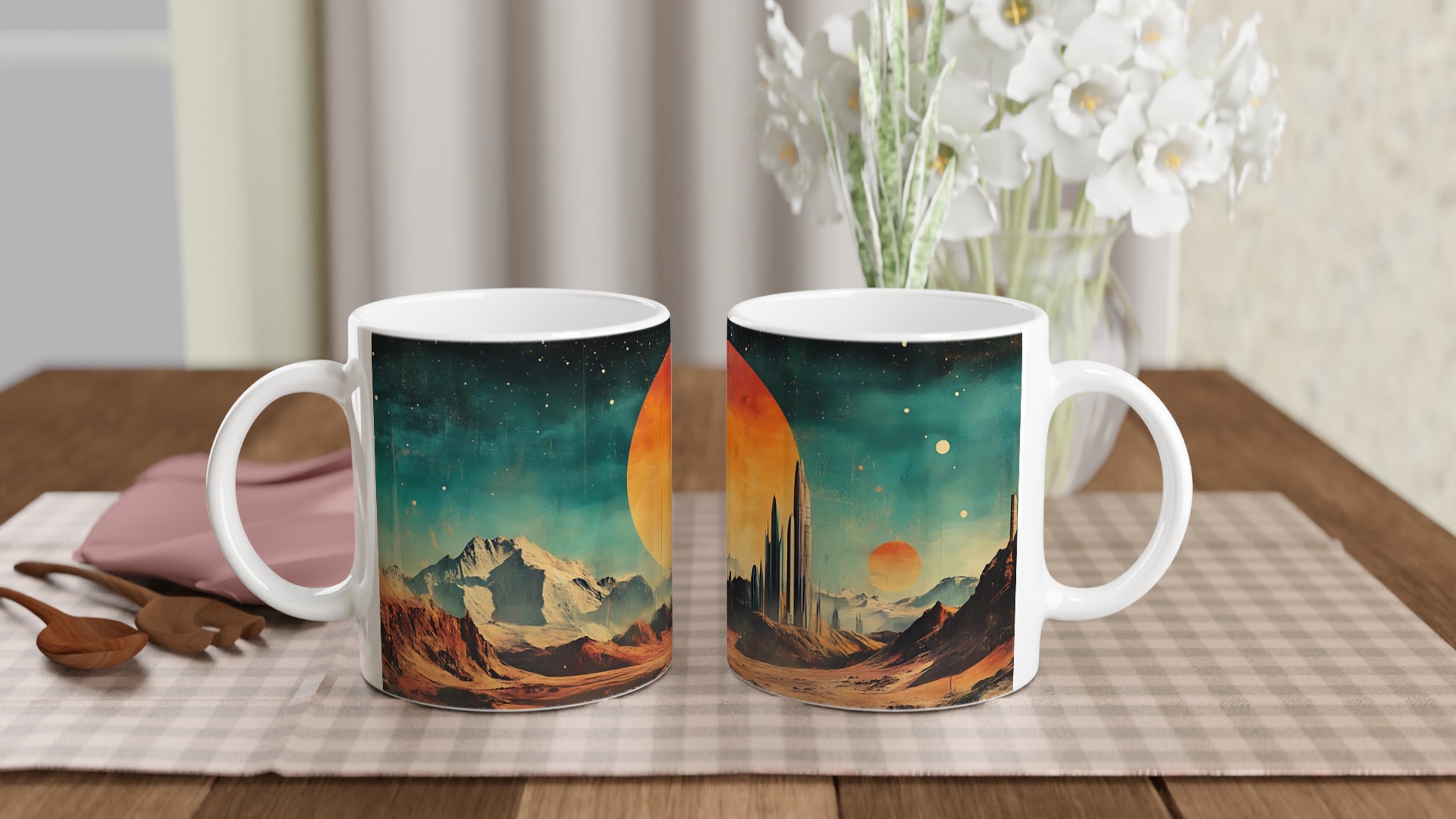 Retro Sci-Fi Vibe Keramikmugg – Dröm dig bort till Mars med 11oz kaffe i din valfria muggfärg! 10 84f0093b-0100-4ac9-90f0-49f18c952e30