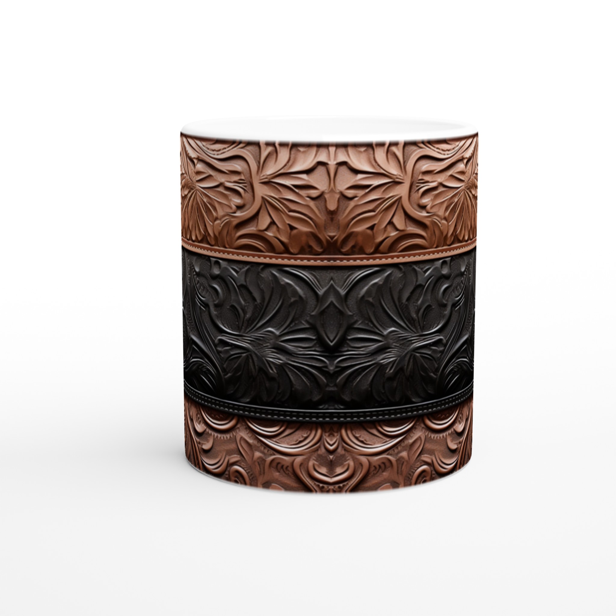Mugg i präglat läderlook – Robust 11 oz keramikmugg i rustik design, perfekt för hem & kontor 8 853611e2-e8e7-4a44-bd95-064c3157dfbf