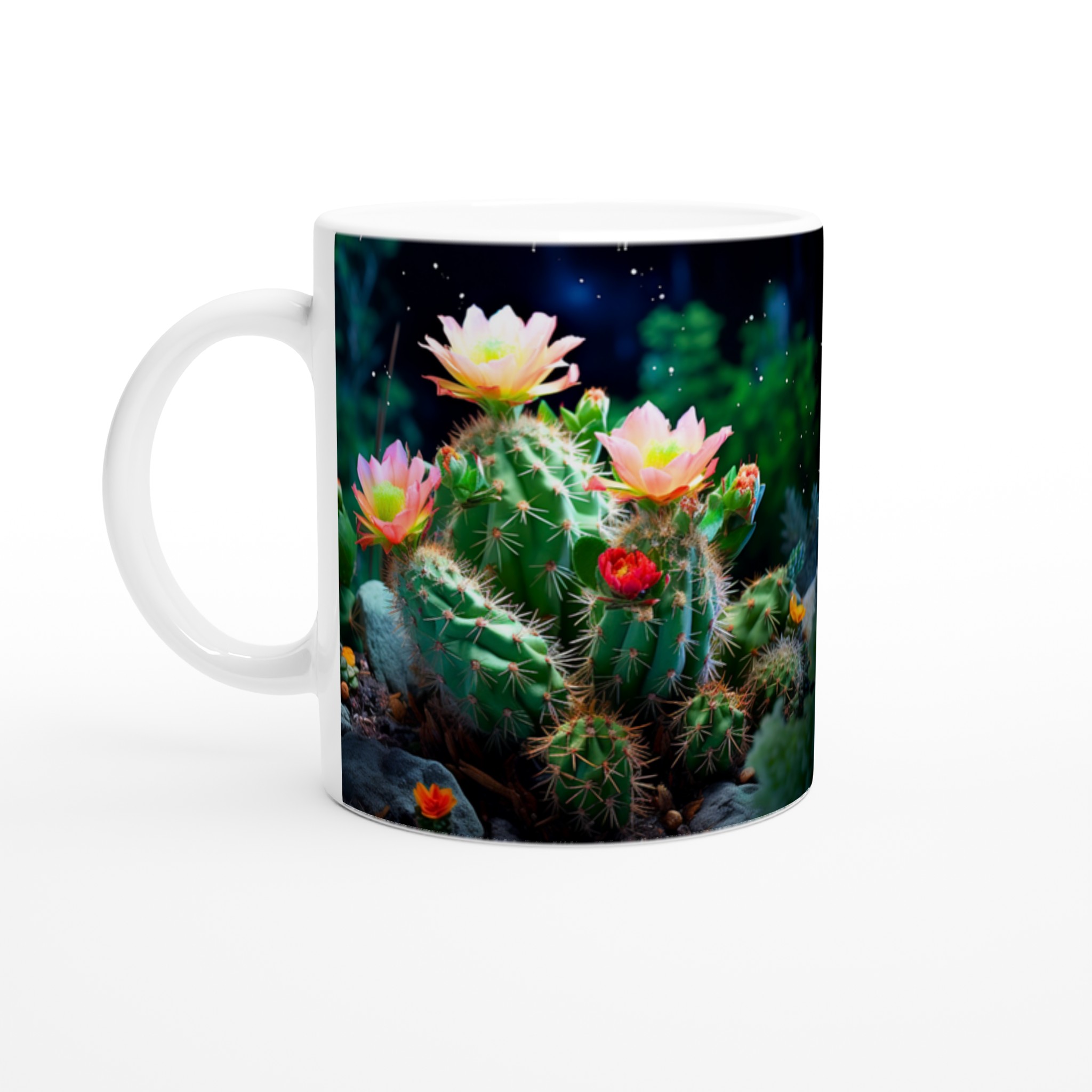 Kaktusblommor Under Stjärnorna – 11oz Keramikmugg i Valfri Färg 1 854bbbbf-a9a1-4c6c-a9ff-e370cf92301c
