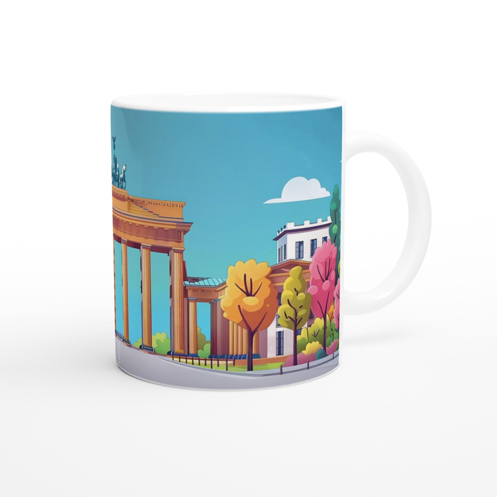Brandenburger Tor Konstnärlig Mugg – Färgstark Berlin Illustration | 11oz Keramisk Mugg i Valfri Färg 9 85b63609-c802-4a11-b8bf-1407ee037fd5