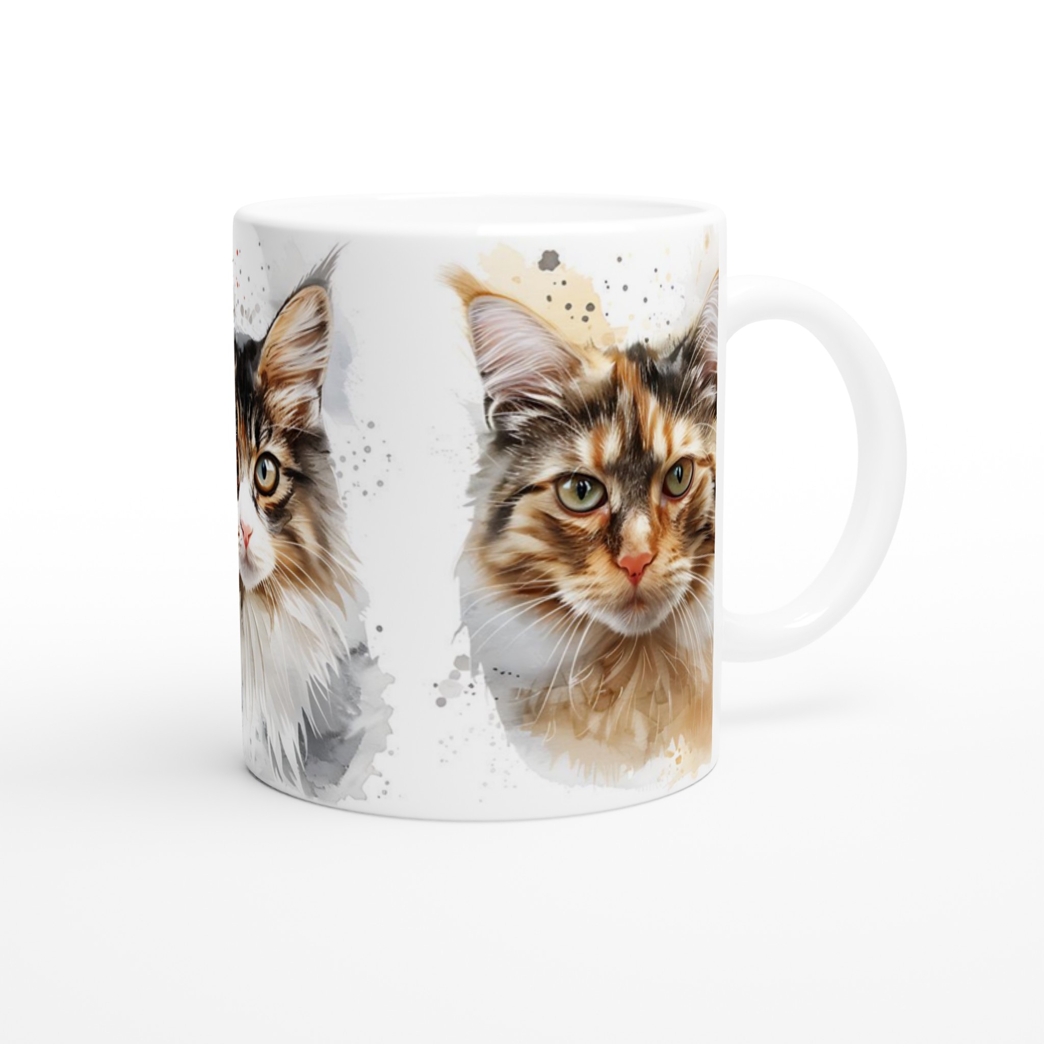 Kattansikten i akvarell – 11 oz keramikmugg i ditt val av sju färger 9 861f6043-f0f7-49a2-a14a-38e5a82ac218