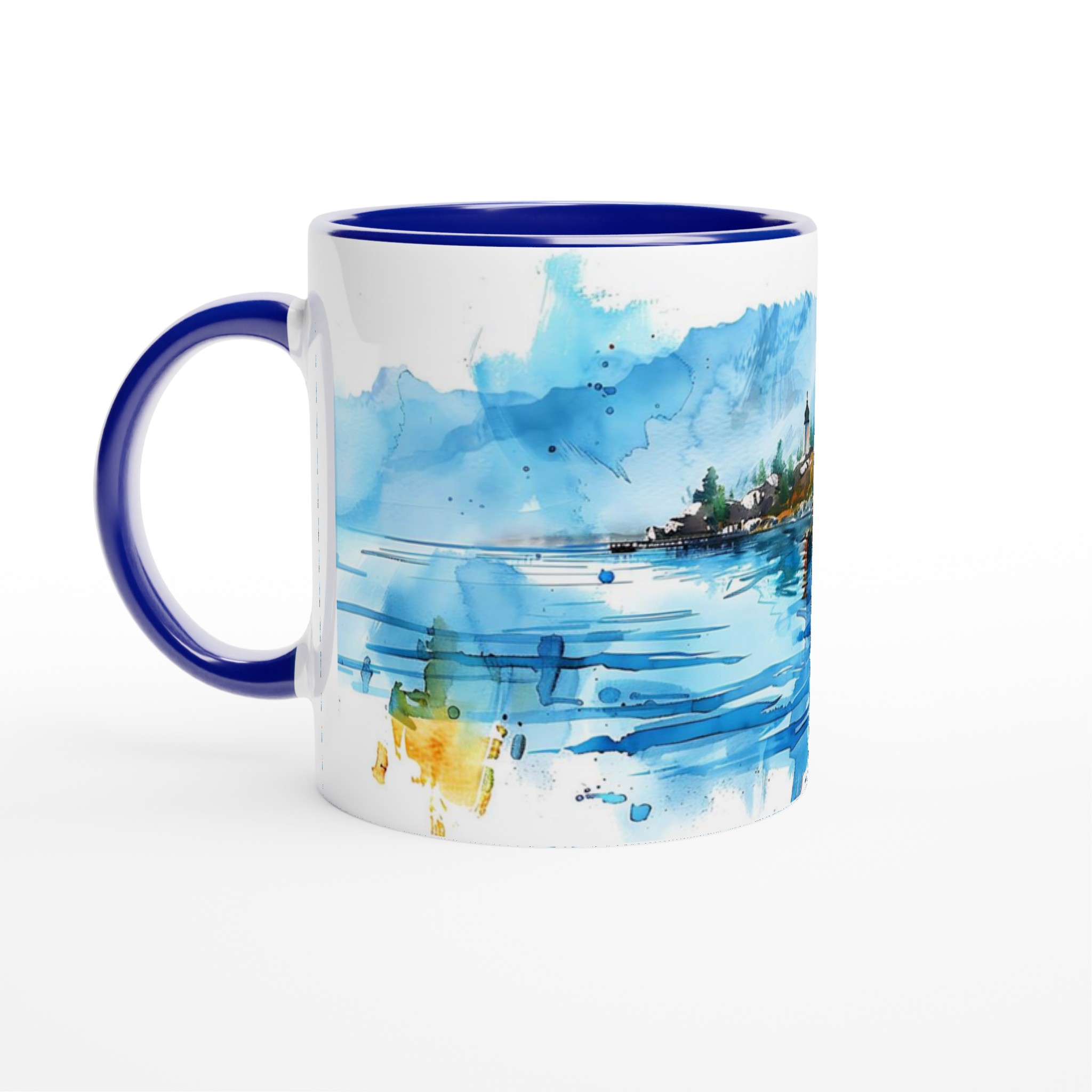 Akvarell Landskap Keramikmugg - Skandinavisk Fjord Konst för Kaffeälskaren, Välj bland 7 Färgstarka Nyanser 4 865592e9-942a-4ad9-af5d-a045ac714b17