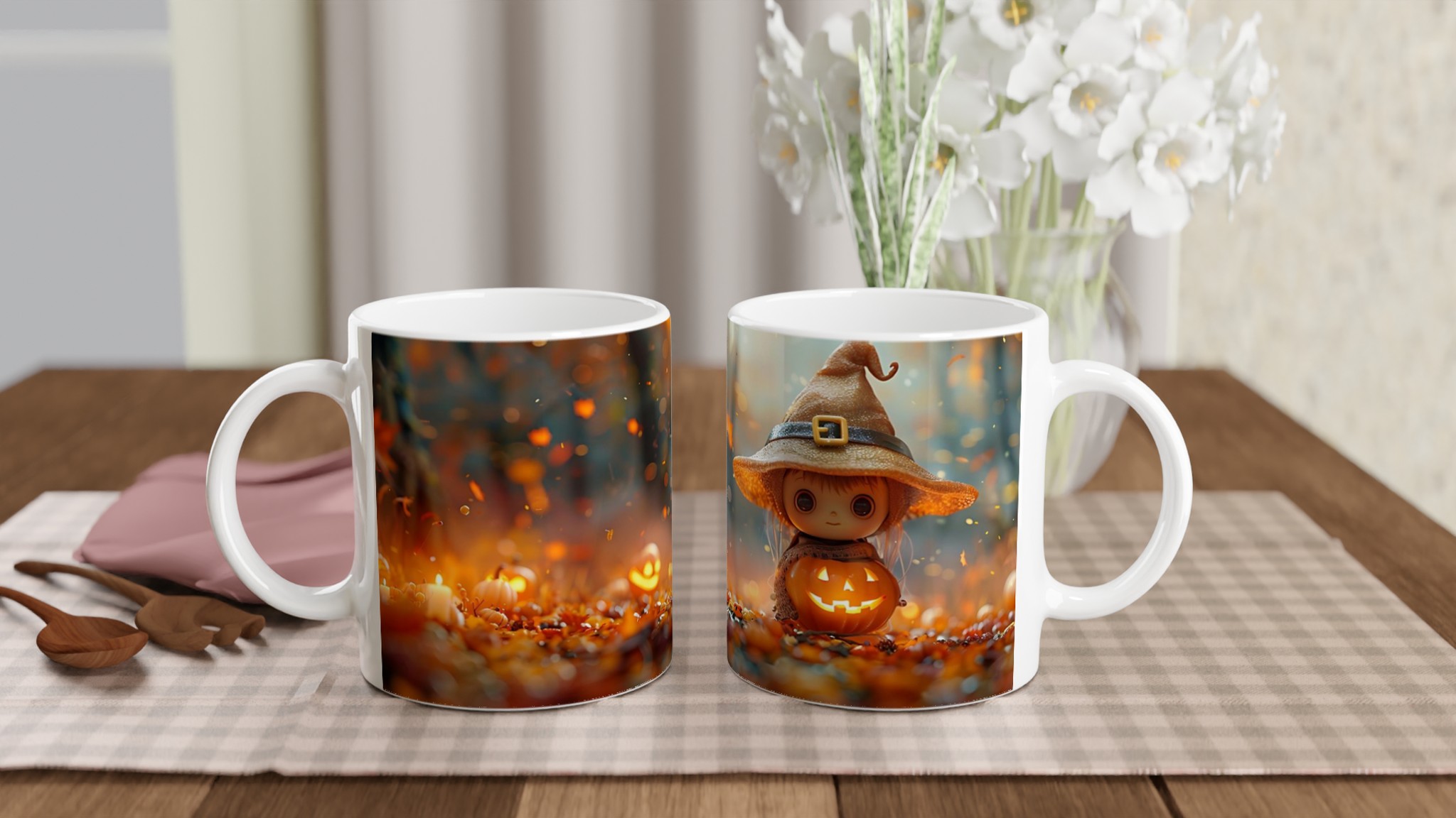 Söt Halloween Witch & Pumpkin Keramisk Mugg – Personlig Design i Flera Färger (11 oz) 10 86695aa5-daf9-4a33-b634-26ef126c52d8