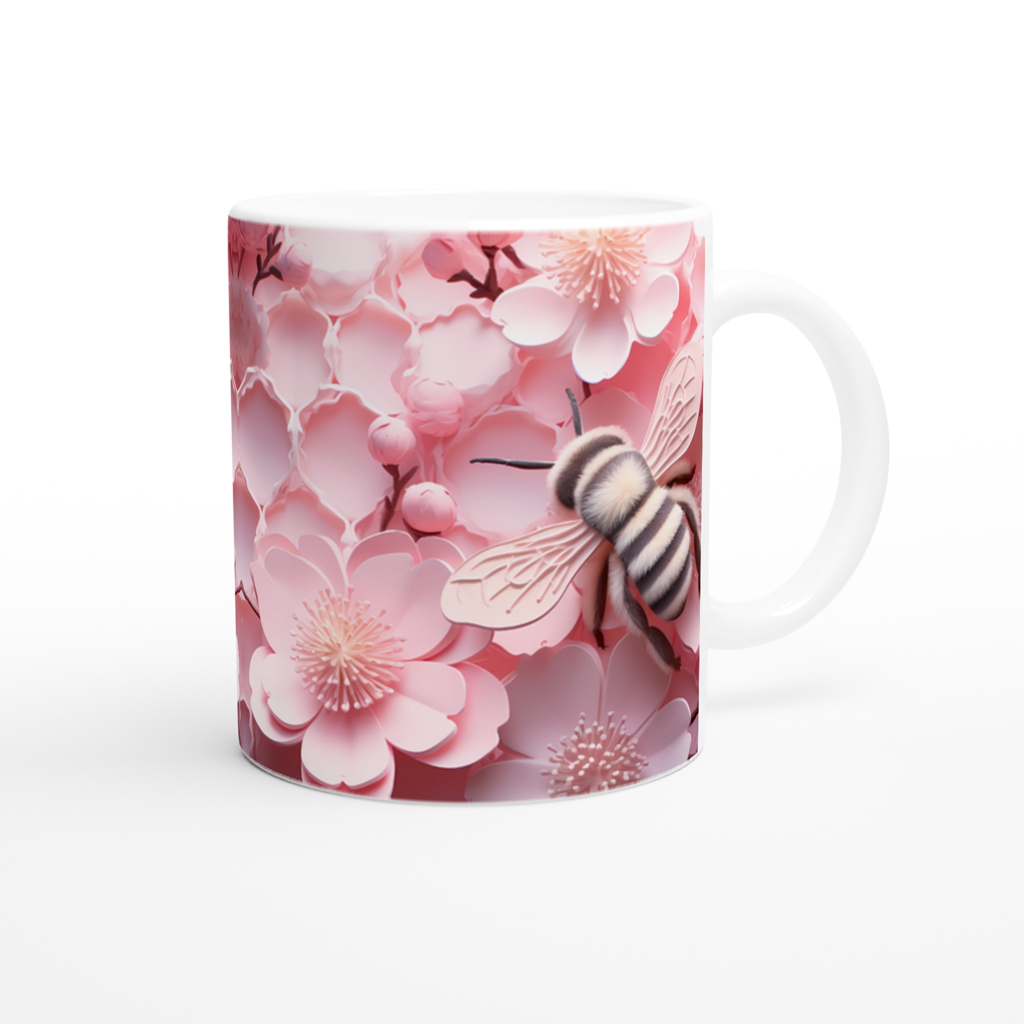 Pastellrosa Blomstermugg med Bin – 11 oz Keramikmugg för Vårkänslor & Naturnära Charm 9 86ce333c-e694-498a-a0c1-cb2eec7b9888