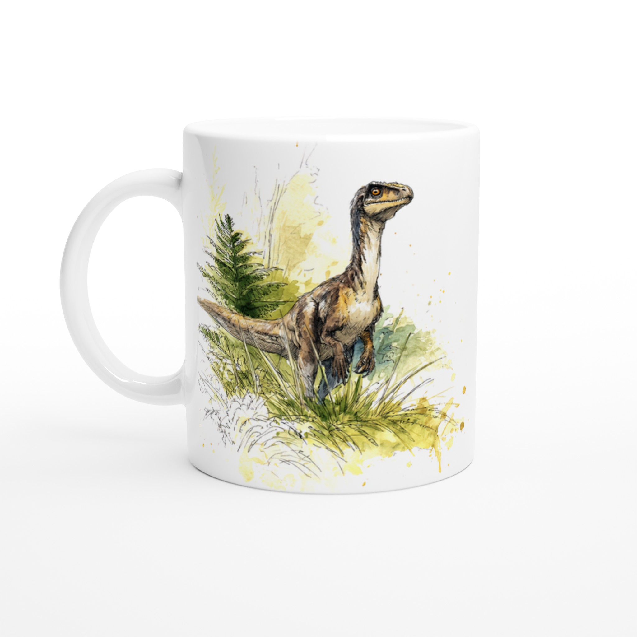 Förhistorisk Vänner Mugg: Akvarell Velociraptor – 11oz Keramisk Kaffekopp 1 86d076e8-43c2-4560-a754-d47e72746035