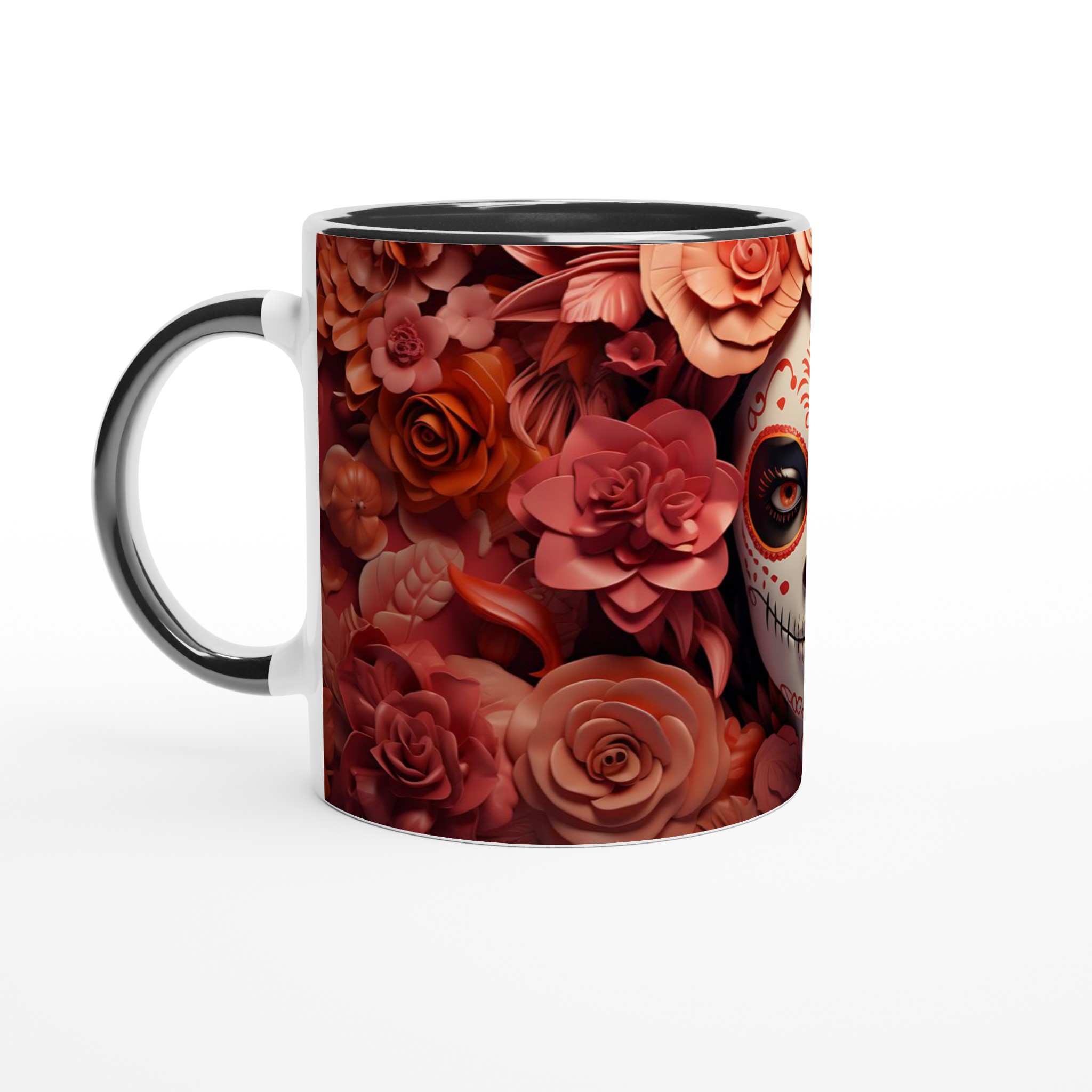 Dia de los Muertos Mugg – Färgstark Keramikmugg med Kalaca Tryck och Blomsterkrans 7 8702c10e-472c-4aa8-a99a-30625d2da081