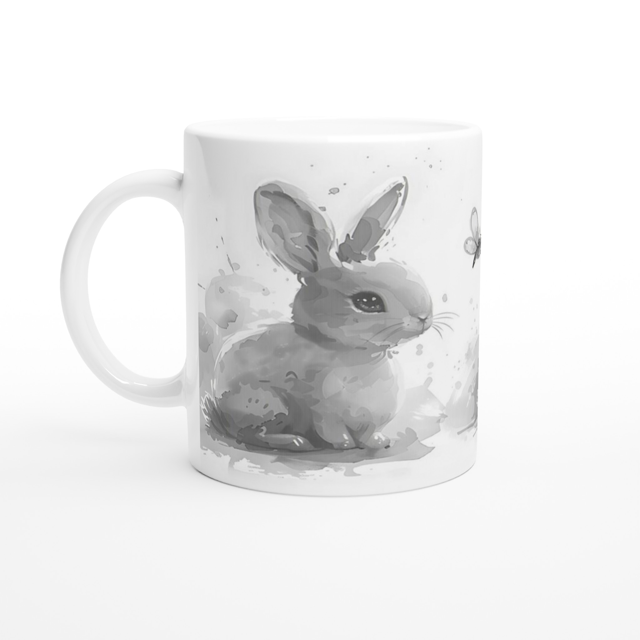 Söta Akvarellkaniner Mugg - 11oz Keramikmugg i ditt val av färg 1 878ad0e5-5ba6-4394-896a-9f84affb34bd