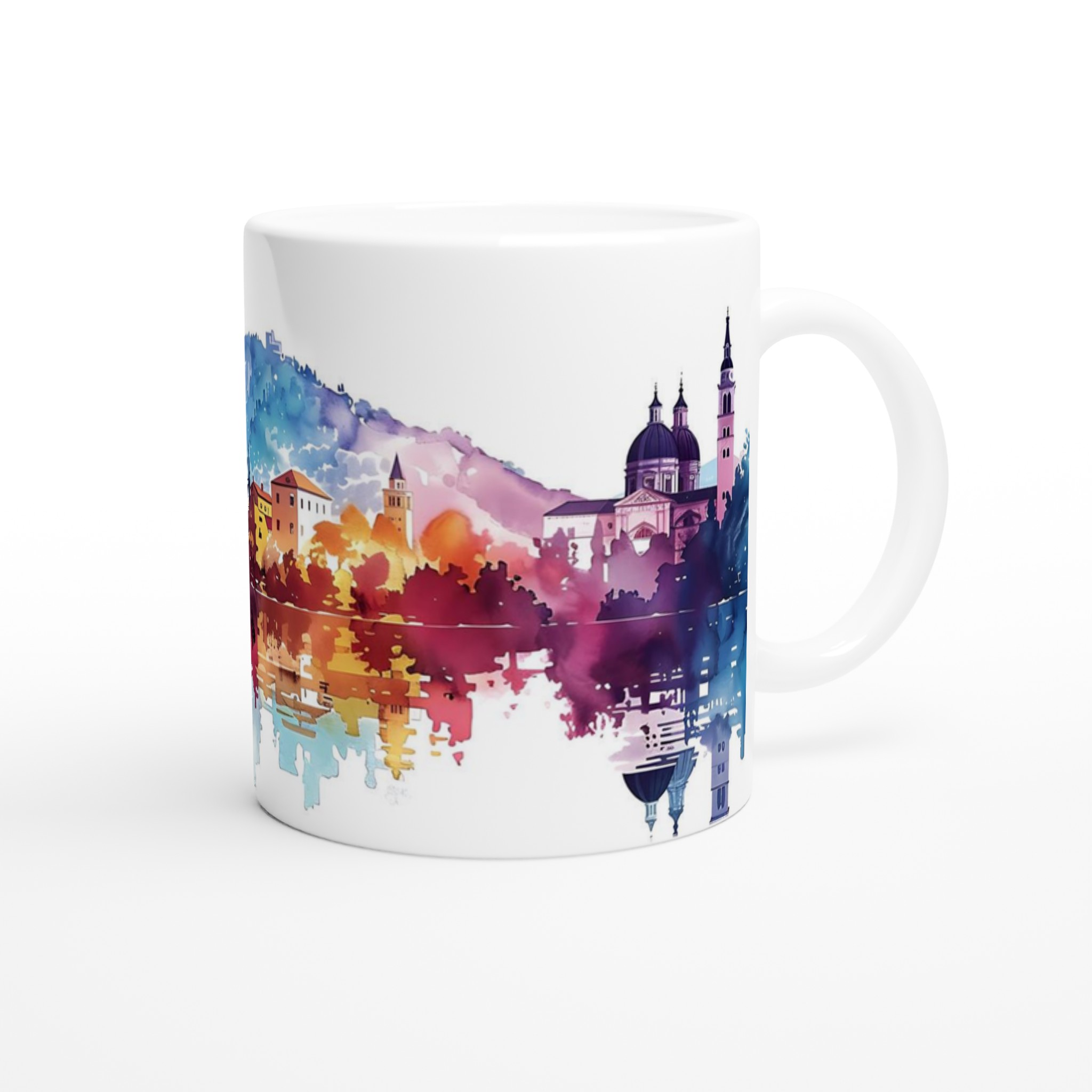 Aquarell Stadsvy Mugg – Konstnärligt Charmig Keramikmugg i ditt val av färg 9 87ddd327-3c22-4e25-af28-38d8af02e235