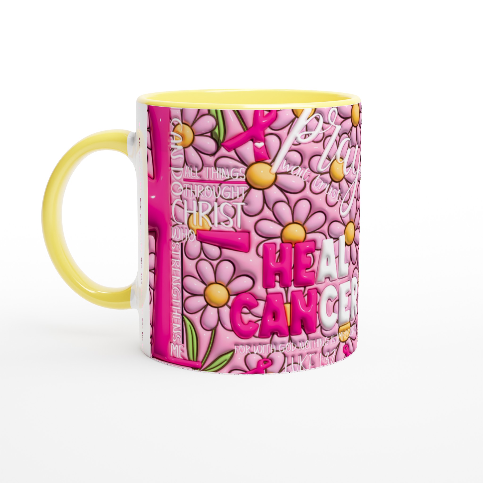 Stärkande Rosa Bandet Mugg: 'Heal Cancer' med Tro och Blomsterdesign – Välj Din Färg! 5 87efee86-7029-4a38-8f70-55a7438327b7