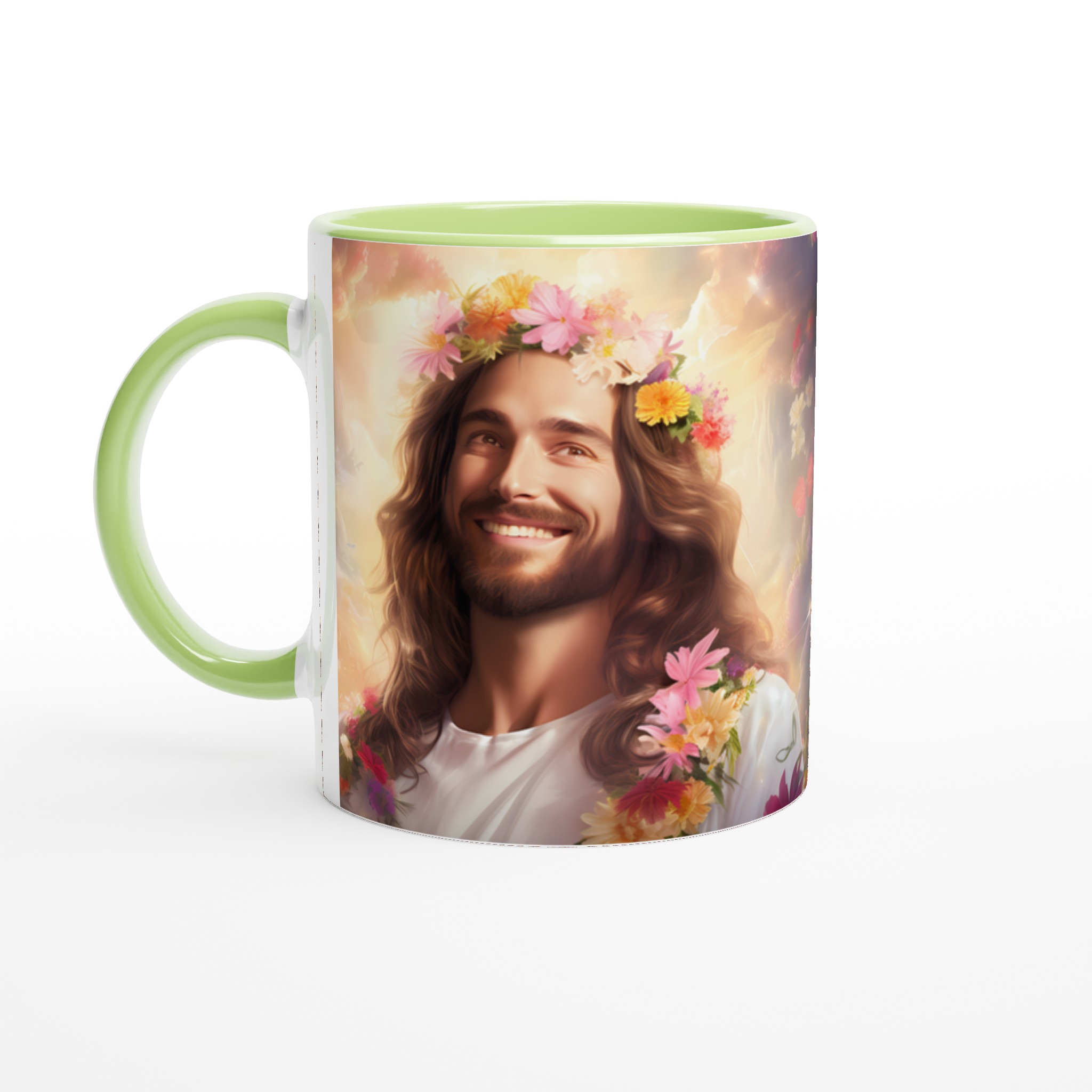 Jesus i Blomsterkrans 11oz Keramisk Mugg – En Strålande Påminnelse om Glädje & Hopp 3 8827786c-3d66-4b9c-b362-184958f44468
