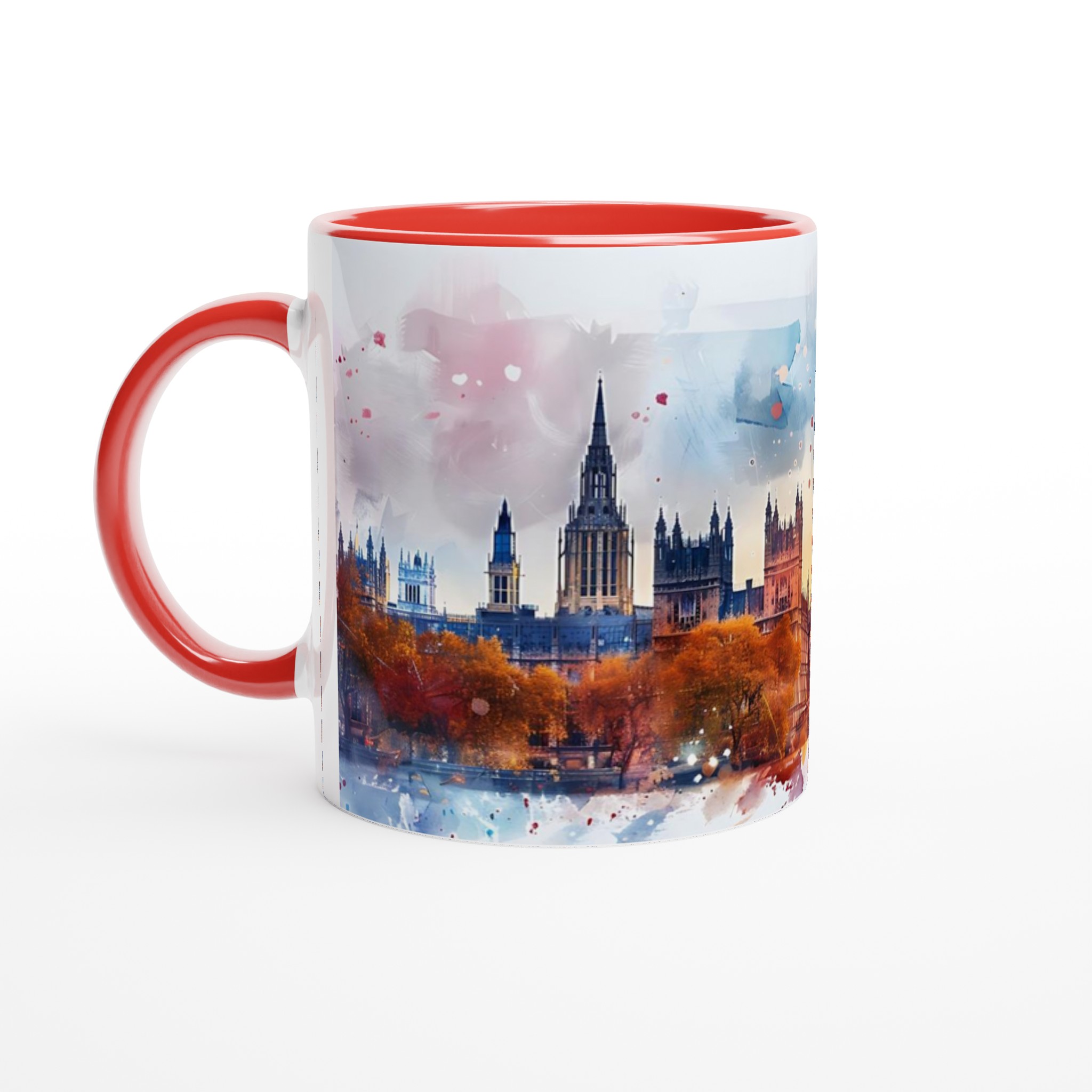 London Watercolor Skyline Mugg – Konstnärlig Silhuett i Klara Färger, 11oz Keramikmugg 2 88ea92f8-d950-4d6f-9189-f70a3e78296d