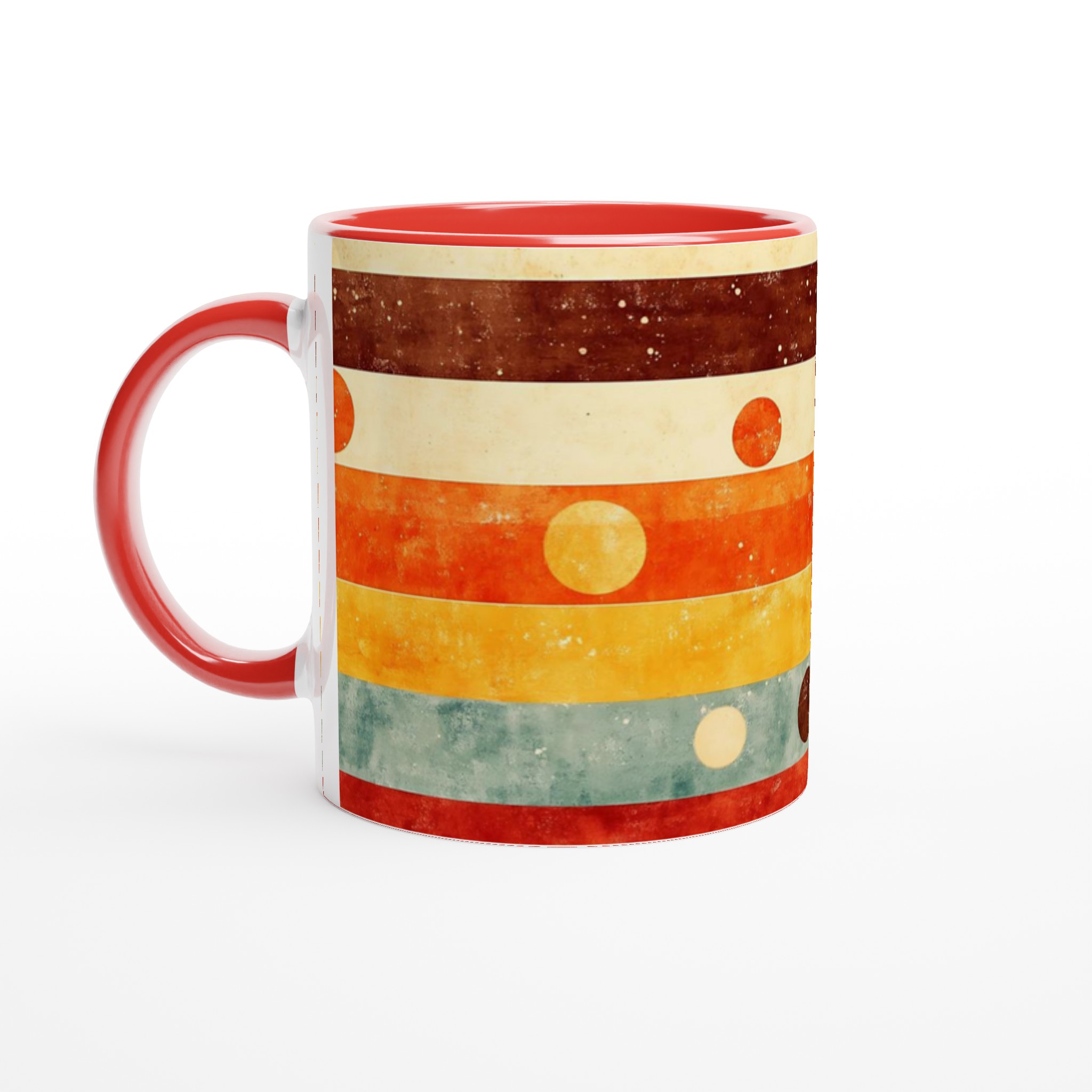 Retro Abstrakt Mugg - 11oz Keramikmugg i Vintage Färger & Geometrisk Design 5 892641ed-6a20-485d-ac67-2cbae2d101cd