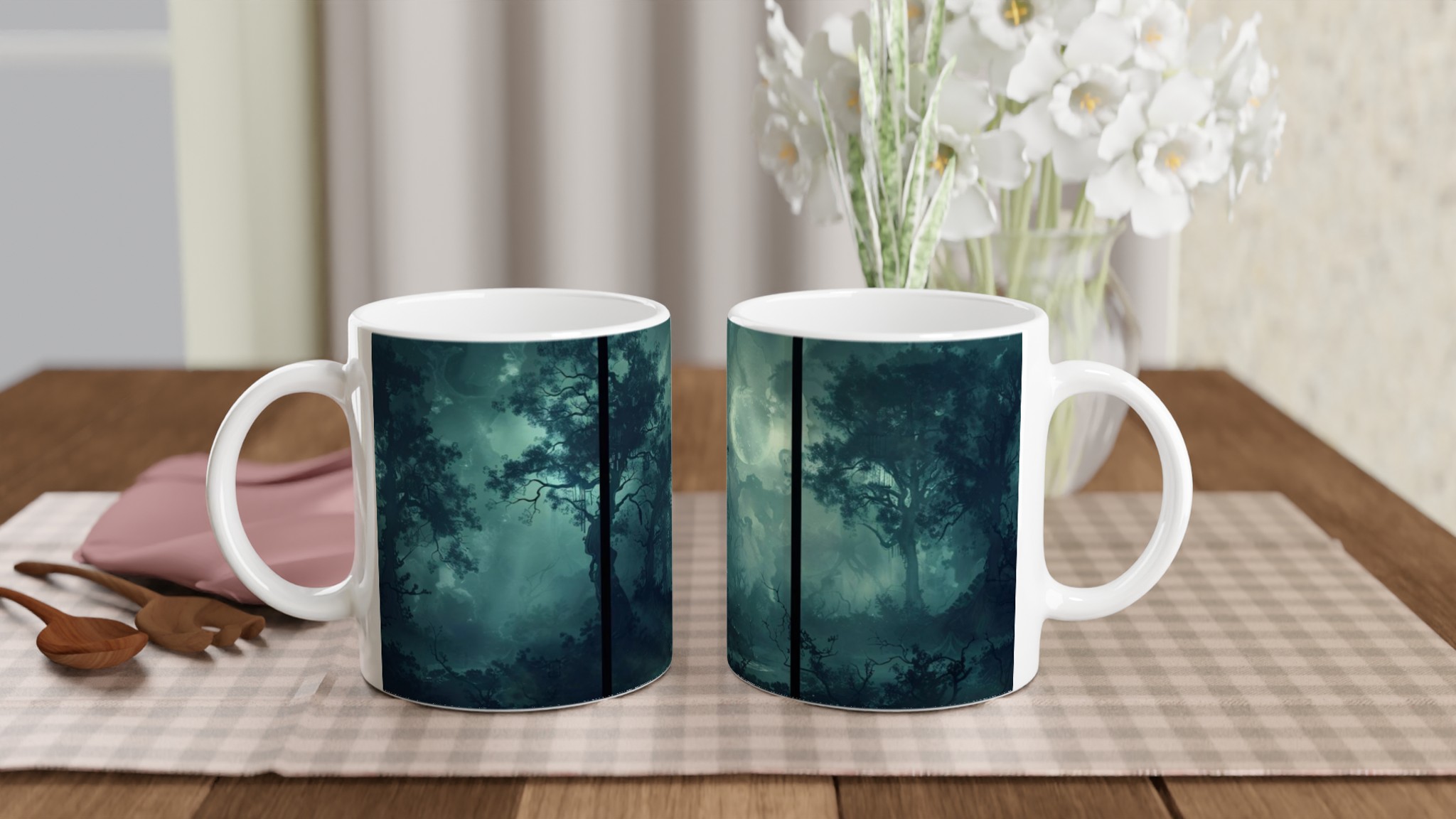 Mystisk Månnattskog 11oz Keramisk Mugg – Drömlik Skogsmiljö i Ditt Val av Färg 10 89383edd-b229-4c9b-aa9b-bd971696a50a