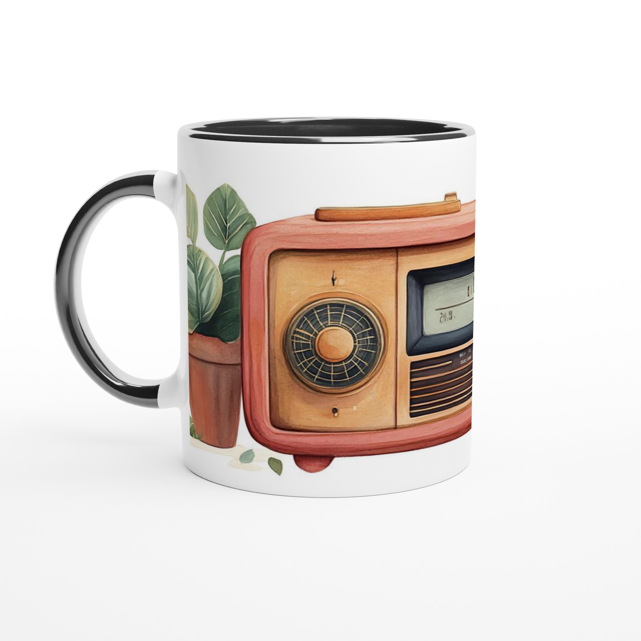 Retro Charm 11oz Keramisk Mugg – Vintage Radio & Gröna Växter, Välj bland 7 Färgstarka Nyanser! 2 89fdc94d-5c7a-4e88-8b61-57c5f78ec205