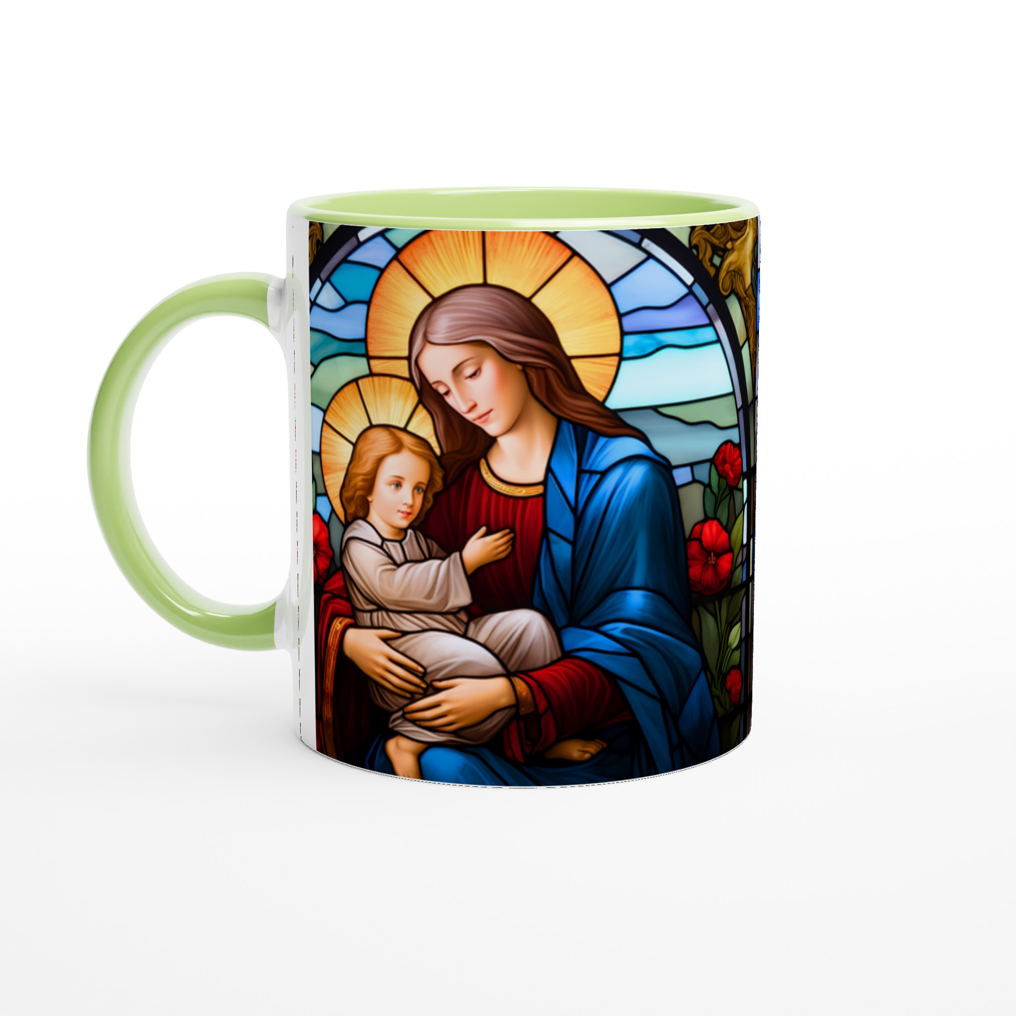 Madonna och Barnet Blyinfattat Glas Mugg - Helig Konst i Levande Färger 3 8a10ca1c-84da-42b0-9088-fb6db5d4b2ca
