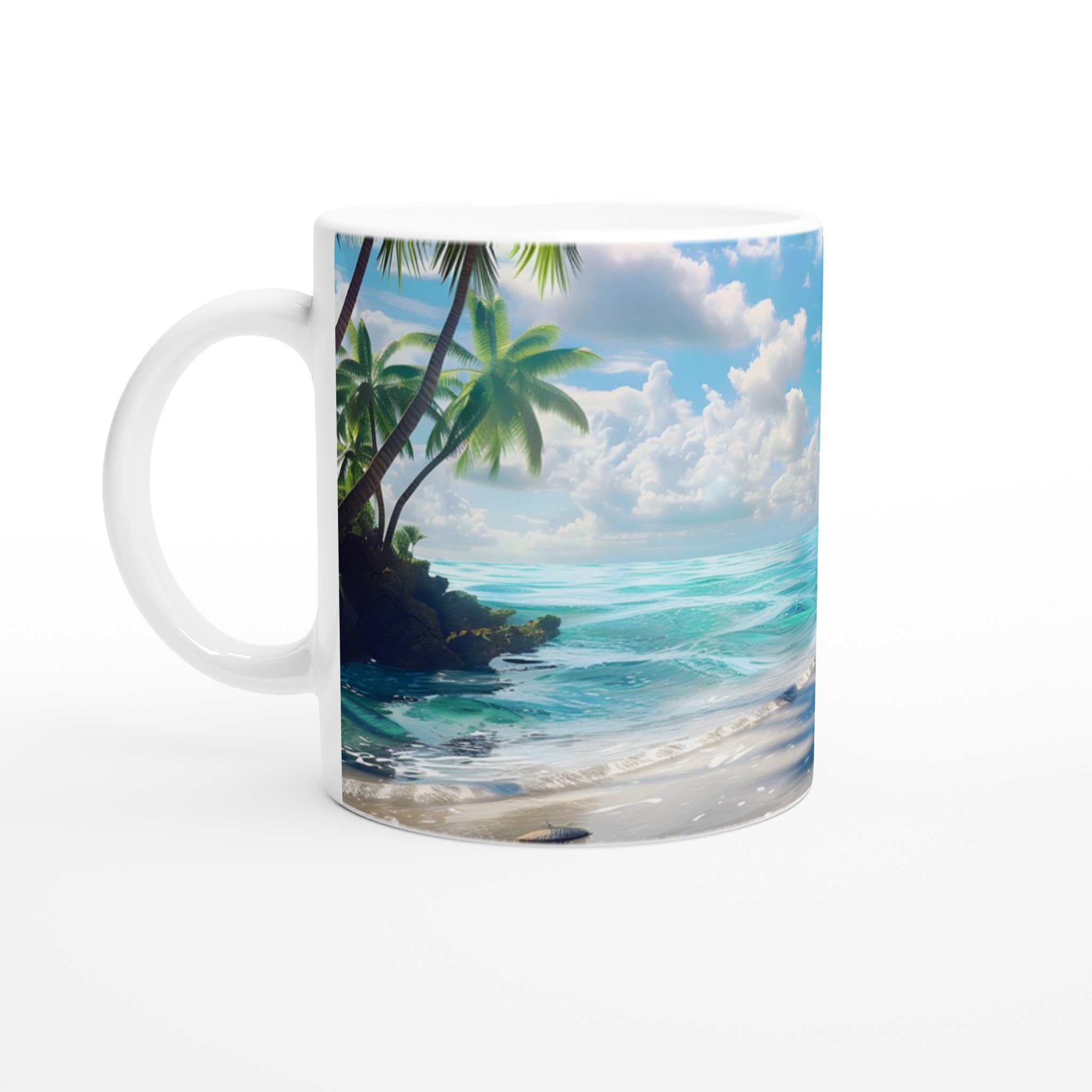 Tropisk Strand Mugg - 11oz Keramisk Mugg med Palmträd och Blått Hav 1 8a3da185-7000-4732-be3b-6e7f018d285d