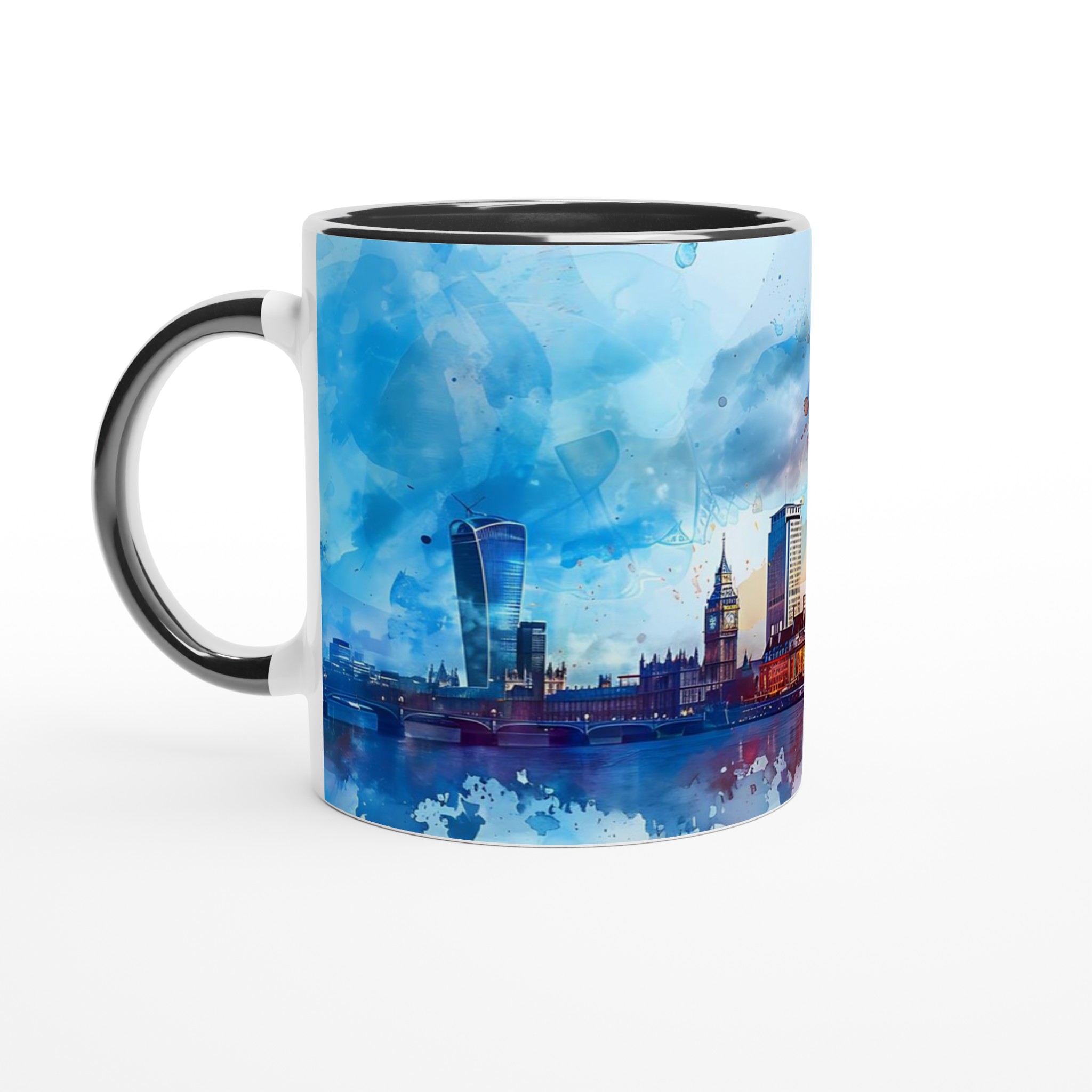 London Eye Watercolor Mugg – Konstig Design med Ljusa Färger, Välj bland Flera Keramiska Nyanser 7 8a4ded17-2968-4944-bd37-3b928fa7ea82