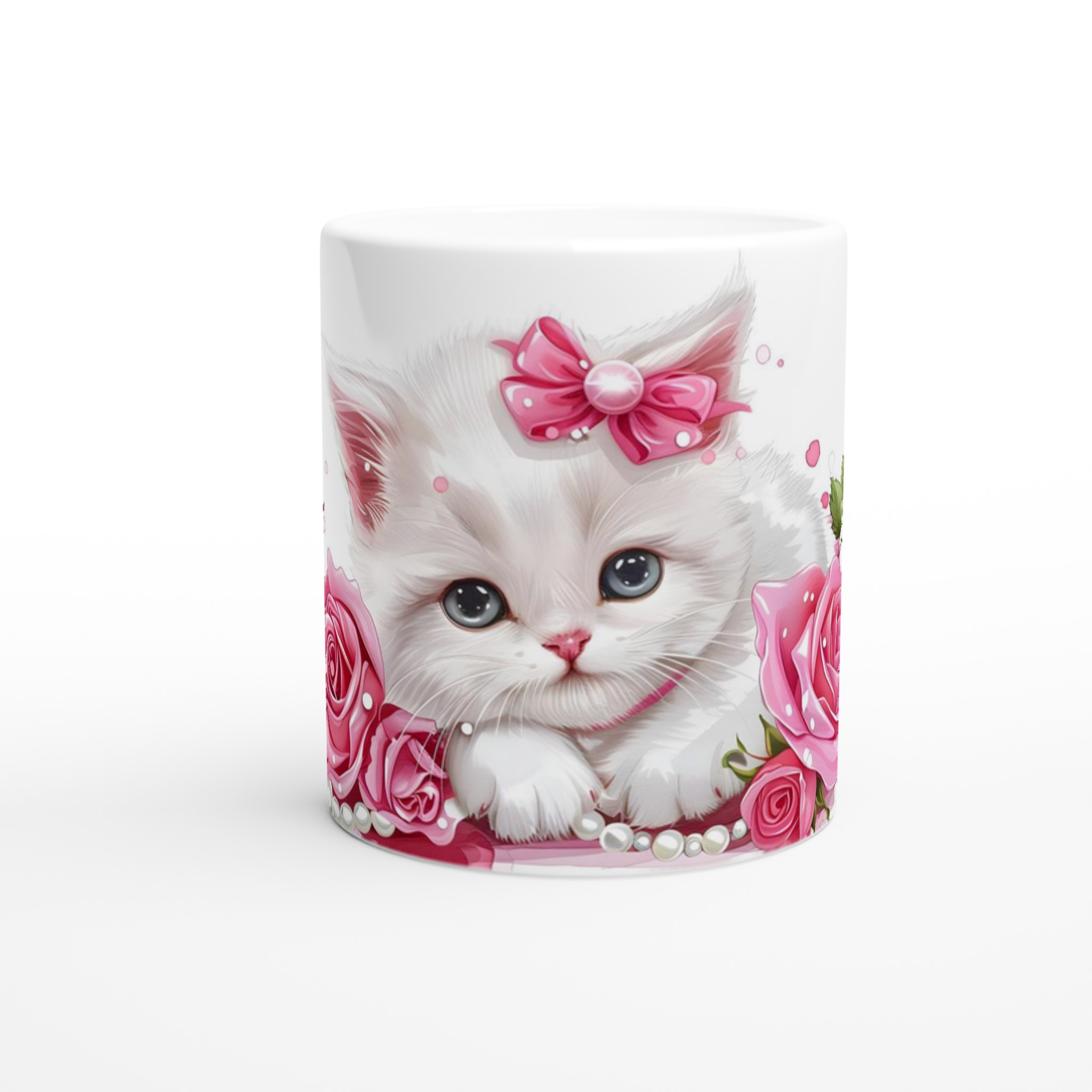 Söt kattunge och rosa rosor 11oz keramikmugg – Perfekt present för kattälskare 8 8adb9af6-c866-4939-a026-8827491256ef