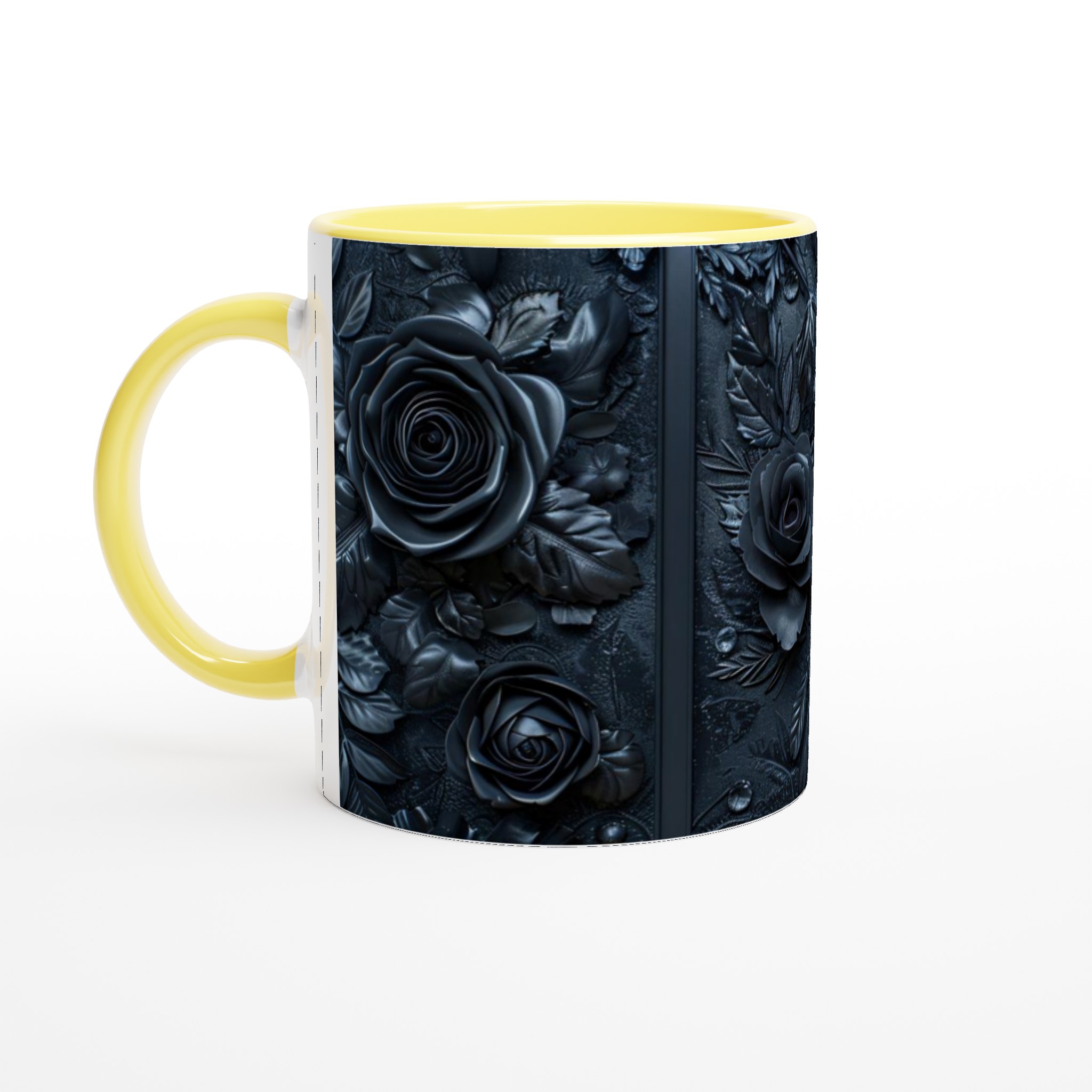 Elegant 11oz Ceramic Mug in Sleek Black with Botanical Flair 5 8b80ed2c-4c3a-41d8-a683-a50eeb653834