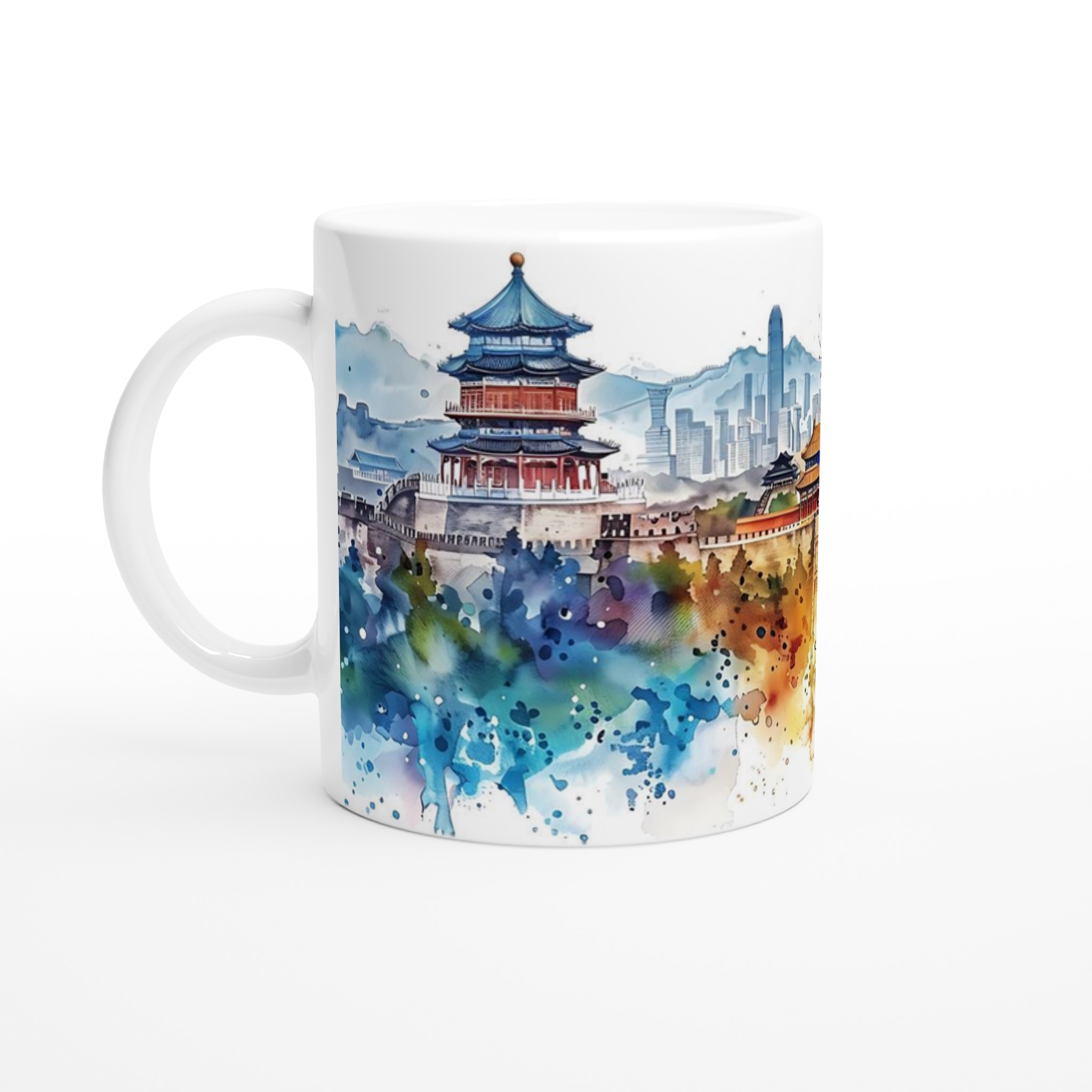 Asiatisk Vattenfärg: 11oz Keramisk Mugg – Konstnärligt Tryck & Färgval 1 8b8d3b35-54be-4d0d-8839-8c154331cb0f