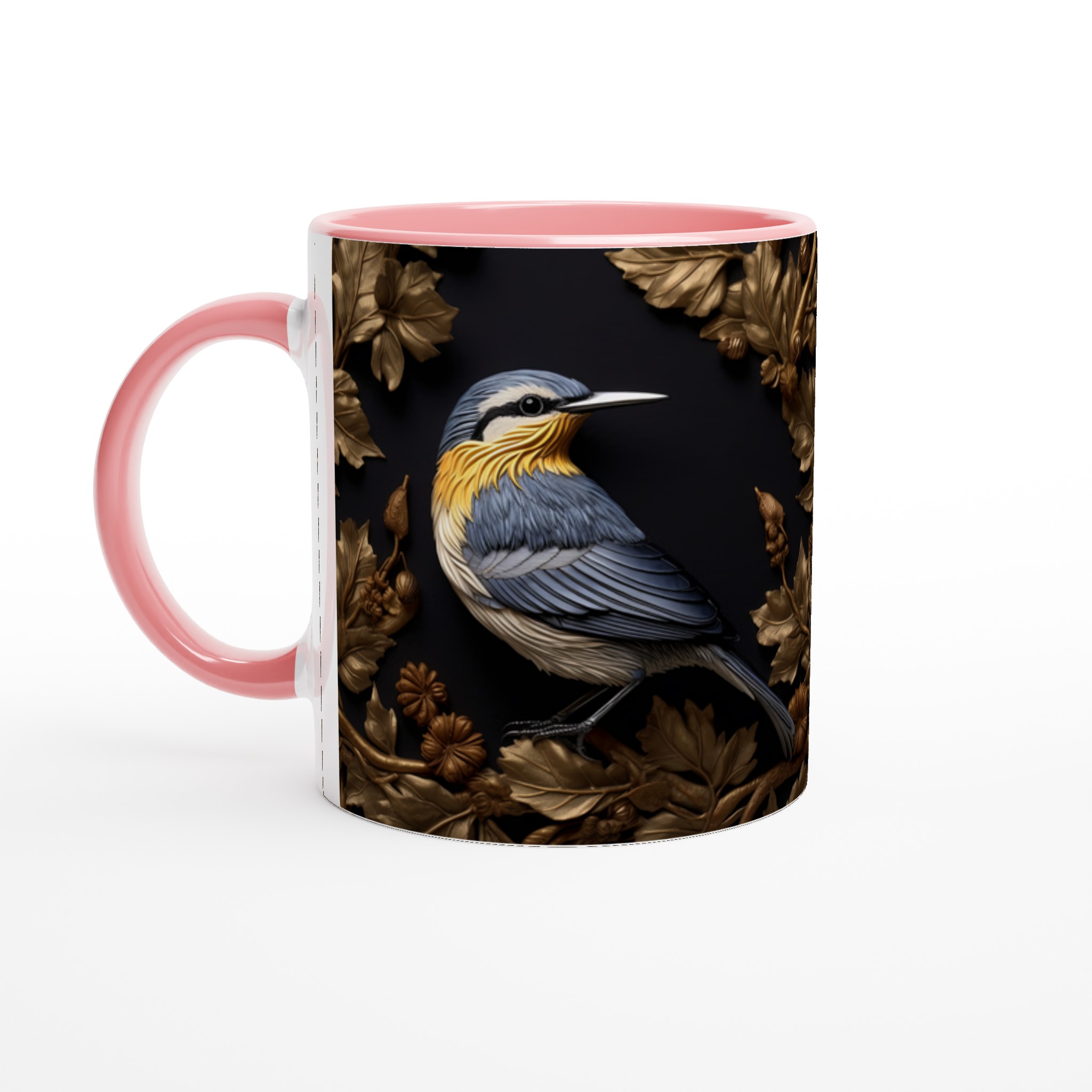 Lyxig Fågelkonst Mugg – Gyllene Löv & Blå/Gul Dekorativ Keramisk Mugg 6 8ba33dd8-c036-439d-bba3-8a211b329ba5