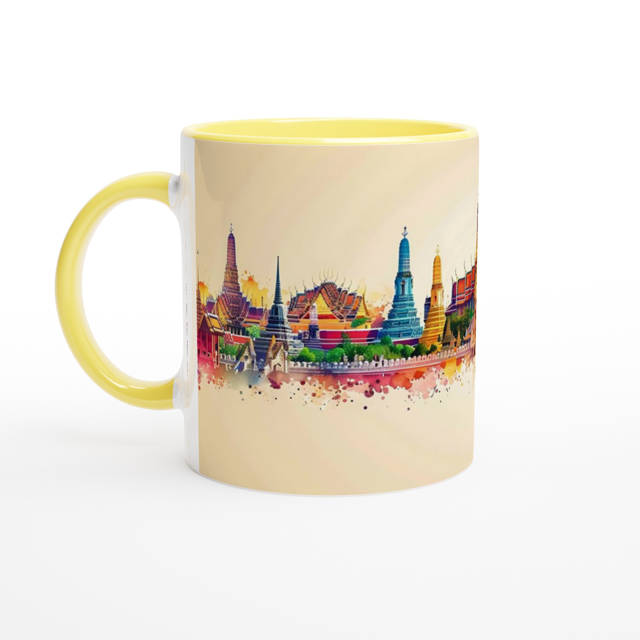 Bangkok Skyline Akvarell Mugg – Färgstark Keramikmugg, Välj bland 7 Livliga Färger 5 8befde1a-8383-4dc5-92bc-8e3315602fe0