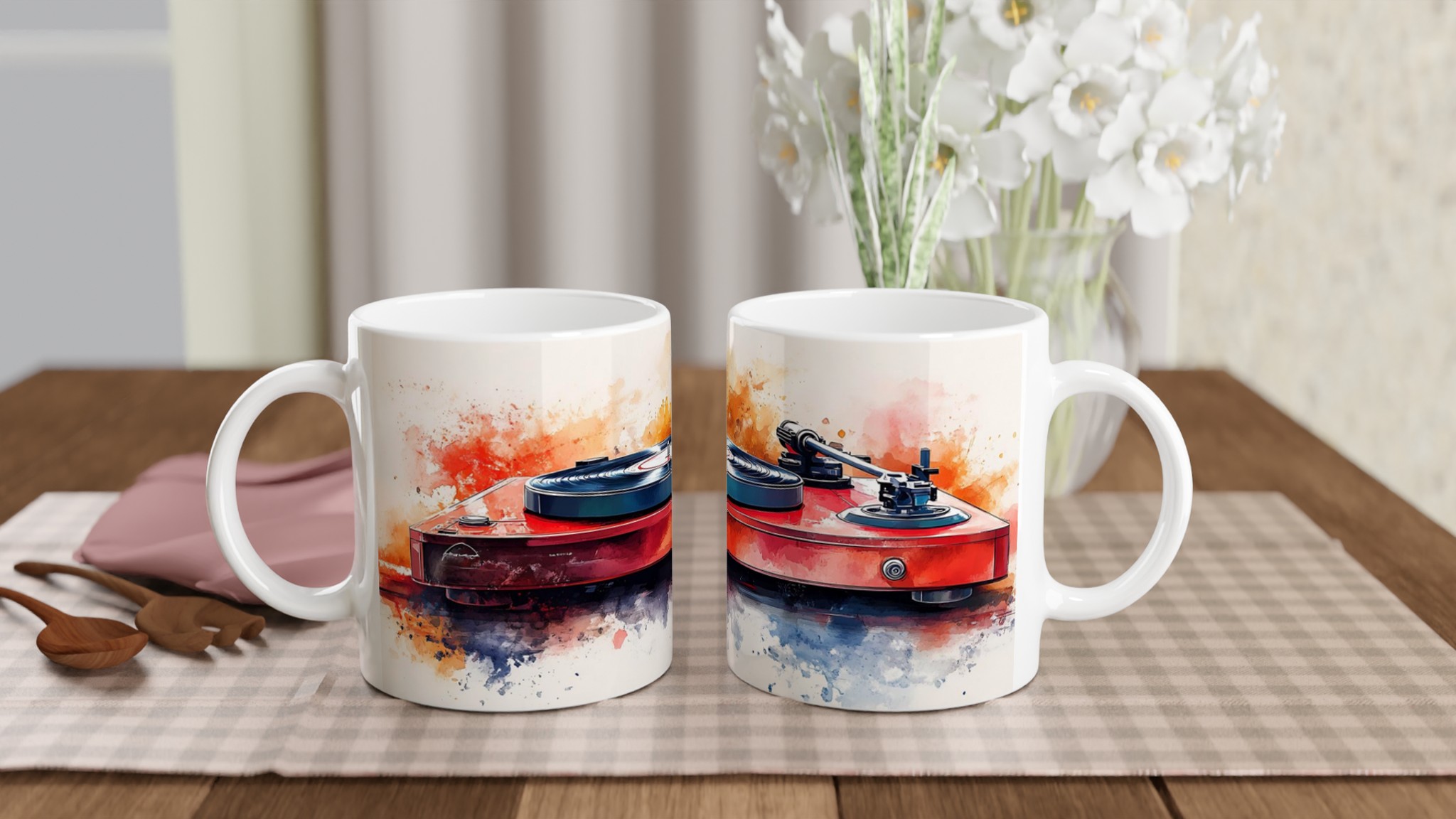 Retro Vinyl Vibe Mugg - Musikinspirerad Akvarell på 11oz Keramik, Välj Din Färg! 10 8ca92dbf-1c07-4d7a-b085-46e96aba54ed