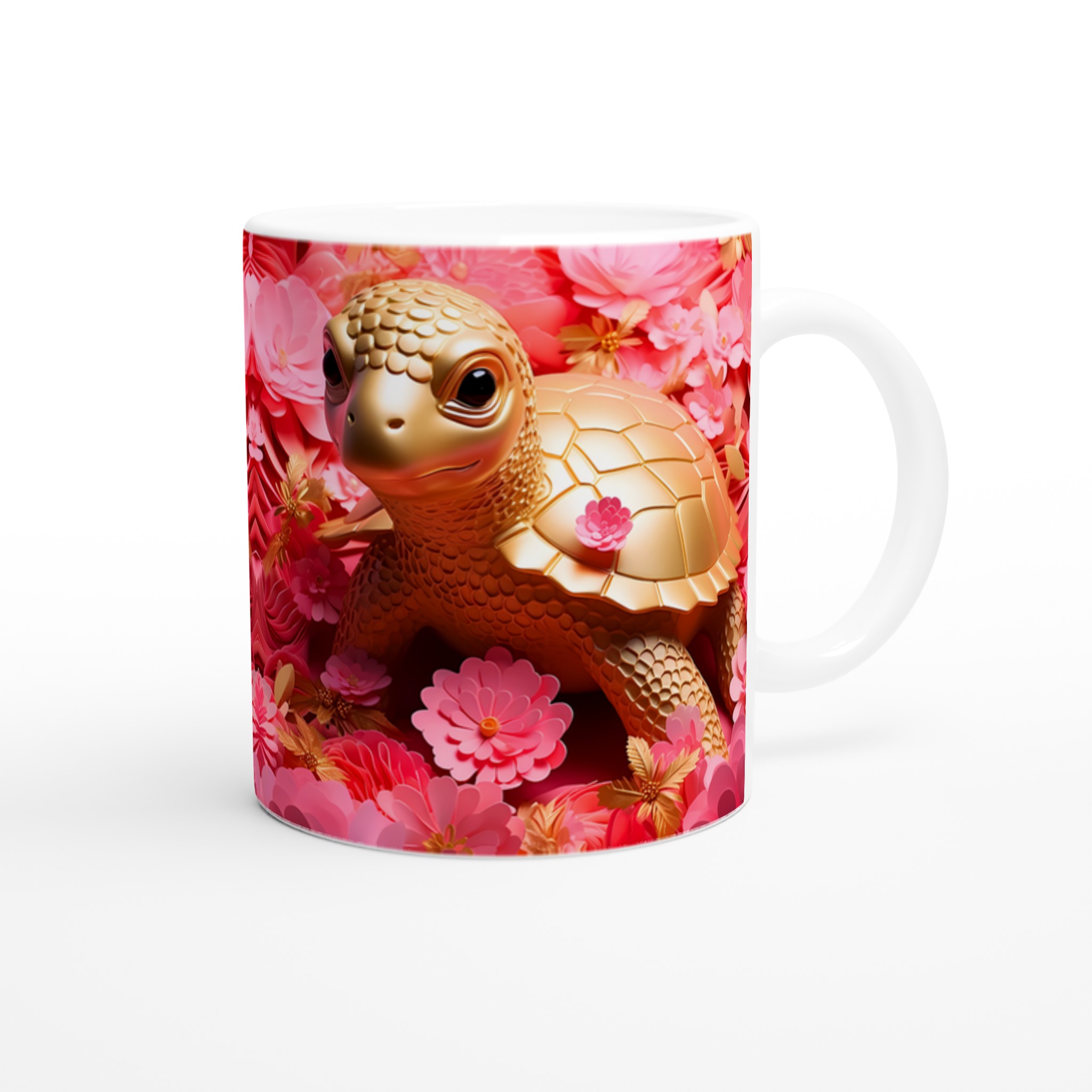 Lyxig Guldsköldpadda 11oz Keramisk Mugg – Rosafärgad Blomprakt för Din Dryckesstund 9 8cd71ed1-535f-42ee-968b-03d9fe9c448b