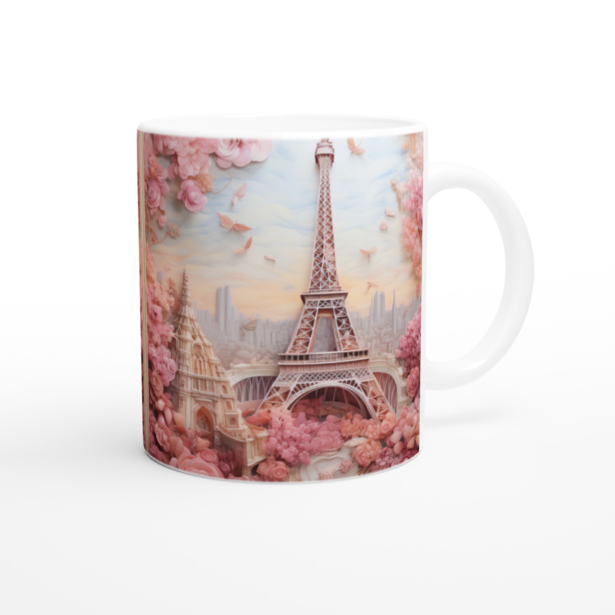 Romantisk Paris-mugg – Eiffeltornet i rosa blomsterdröm – 11 oz keramikmugg i 7 färger 9 8e455649-0f57-465d-9862-c4ed814b2114