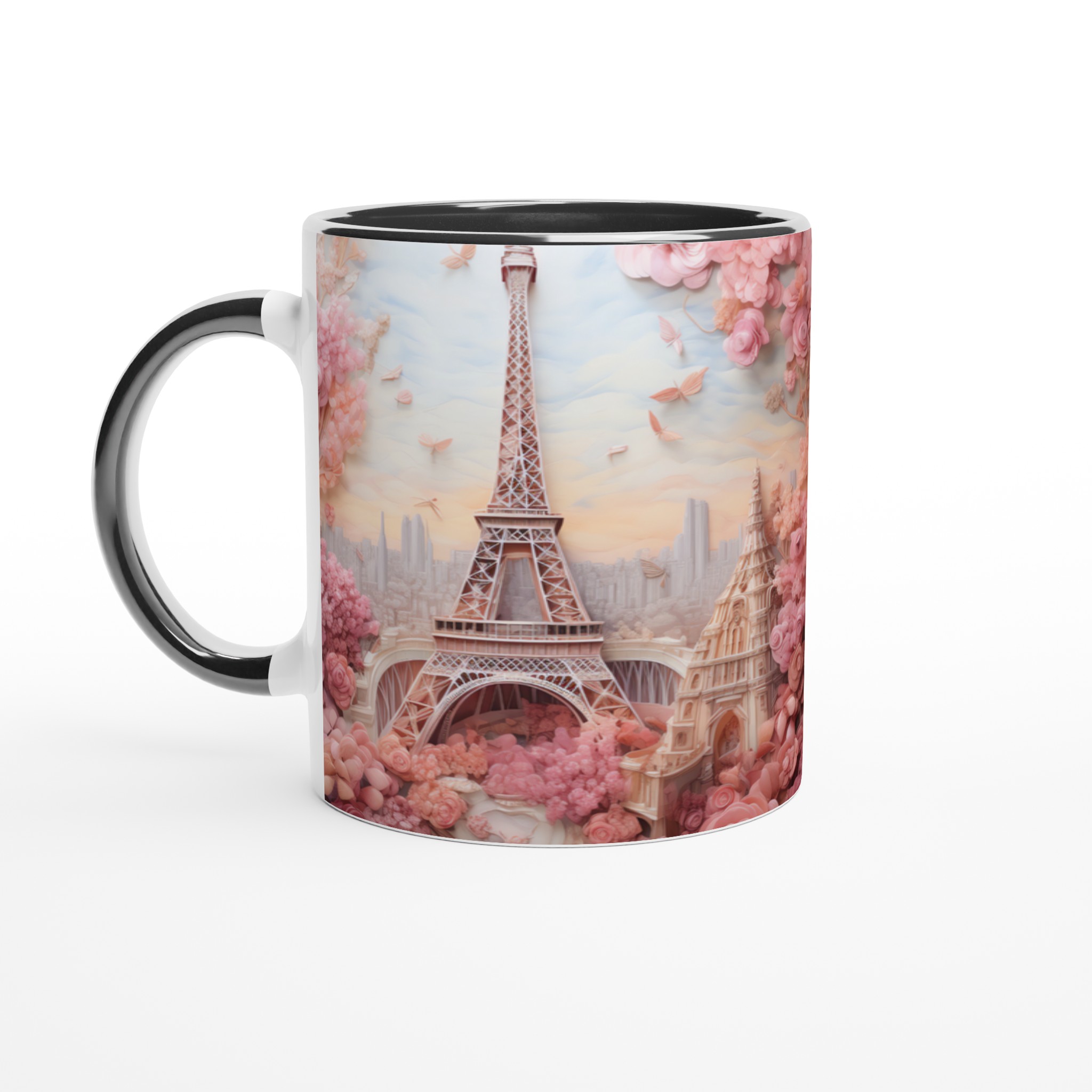 Romantisk Paris-mugg – Eiffeltornet i rosa blomsterdröm – 11 oz keramikmugg i 7 färger 7 8e80c5c1-0bd8-4ad0-9d4d-d5e7c1f4d2c0