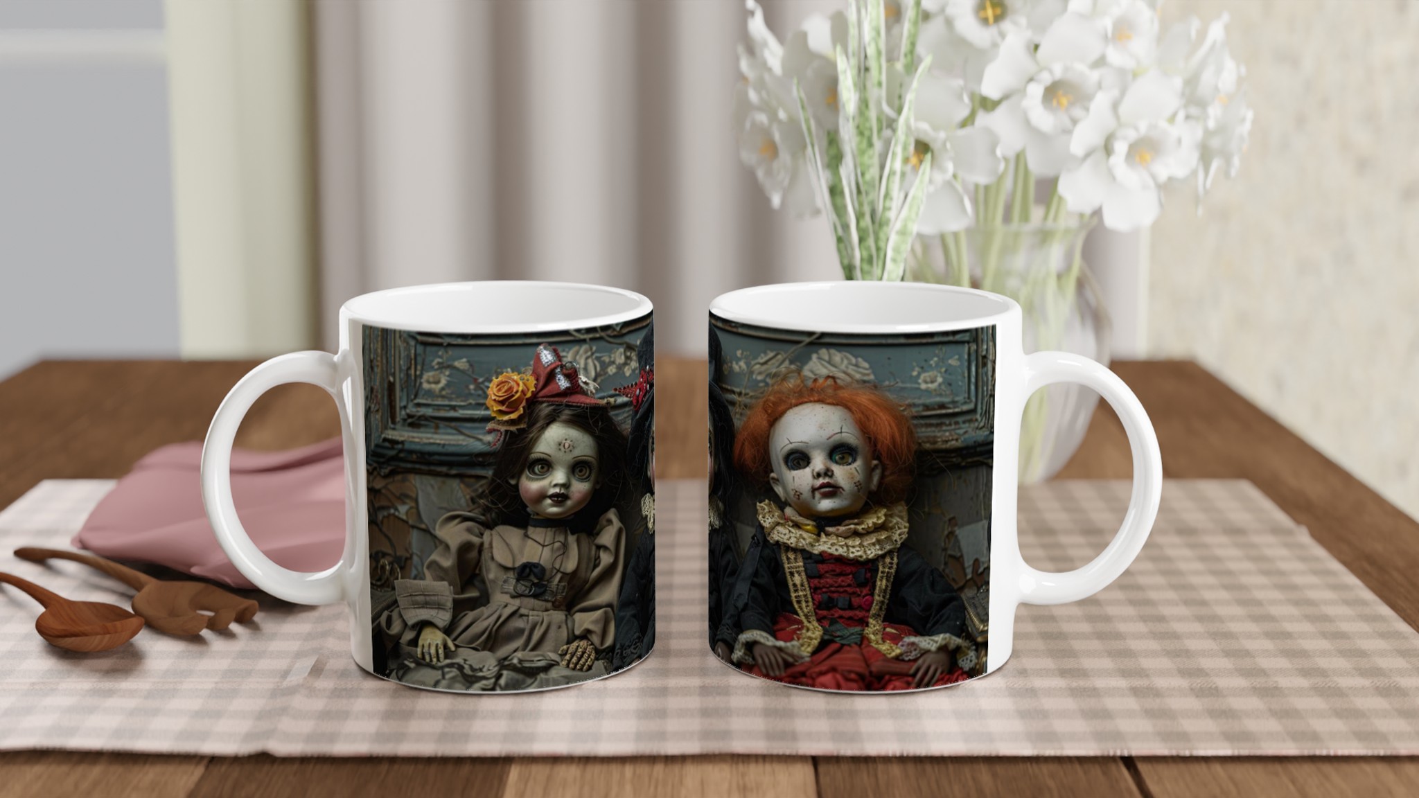 Gothic Charm Keramisk Mugg - Drömmande Dockdesign i 7 Färger 10 8e8b5213-808c-4403-bd97-c343083c09b4