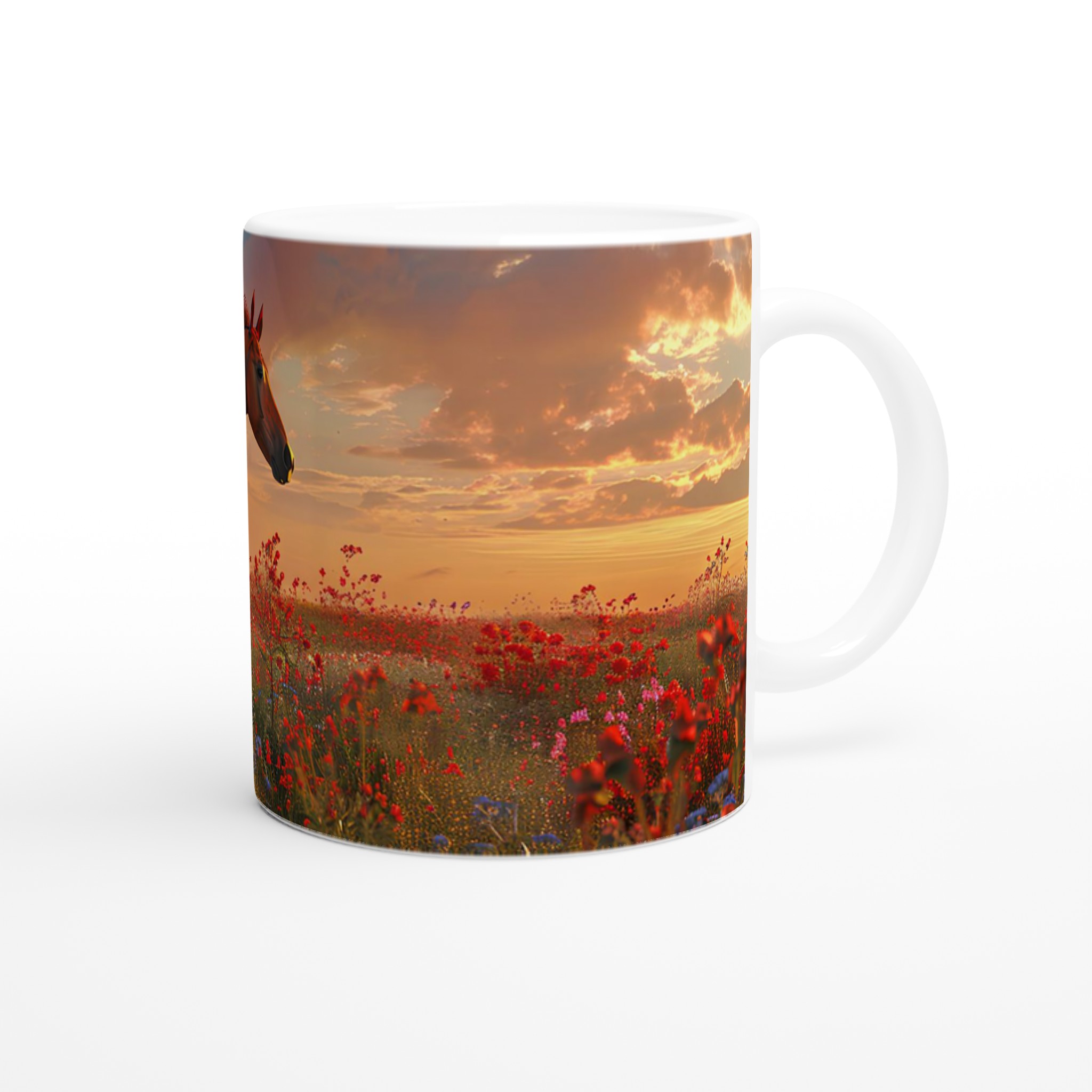 Majestätisk Brun Häst i Vild Blomsteräng – 11oz Keramisk Mugg för Naturälskare 9 8e9e0da1-f6f7-4001-a1b0-60eb62aaaf55