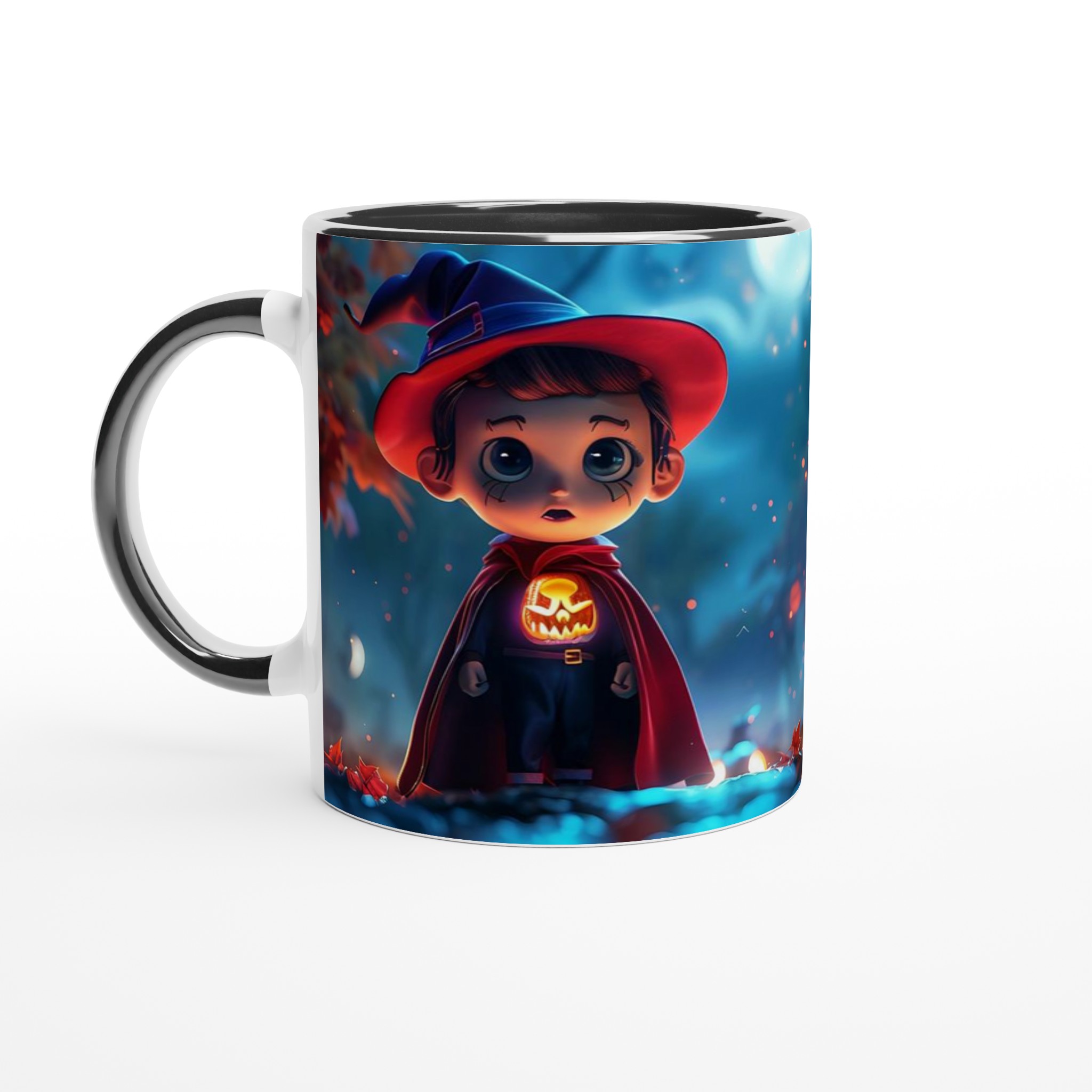 Magisk Halloween Mugg: Söt Häxpojke & Upplysta Pumpor – 11 oz Keramisk Mugg i Valfri Färg 7 8f16e67a-b9df-4975-b22f-7273326e1a17