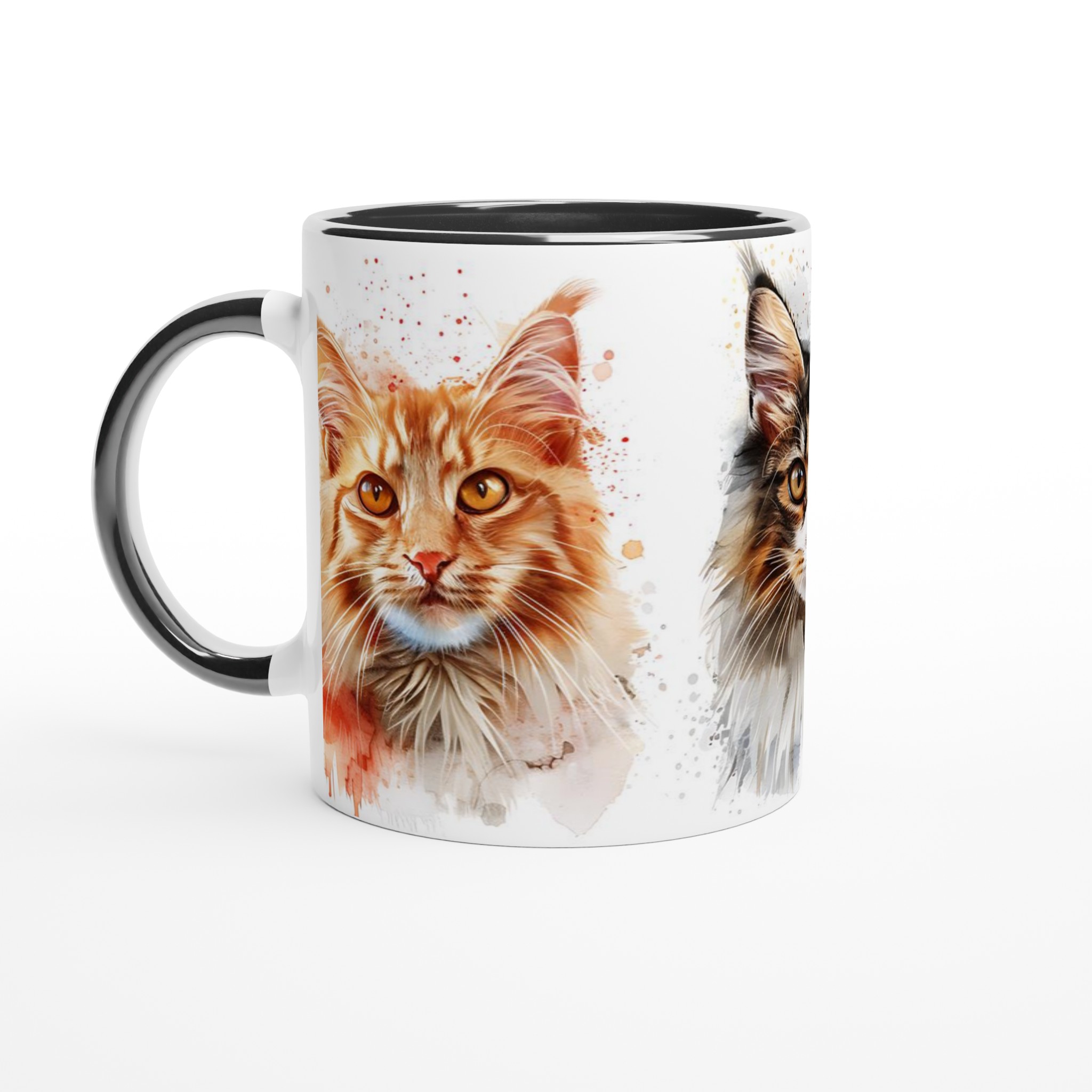 Kattansikten i akvarell – 11 oz keramikmugg i ditt val av sju färger 7 904b88c5-6928-4598-9d66-3e7239898406