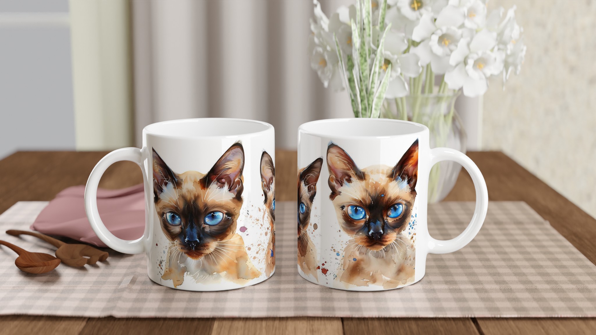 Siamkatt Akvarell Mugg – Blåögd Skönhet i Mjuk Design, Välj din färg! 10 9089cda4-c320-496f-8d2c-1e5e3d20d7c1