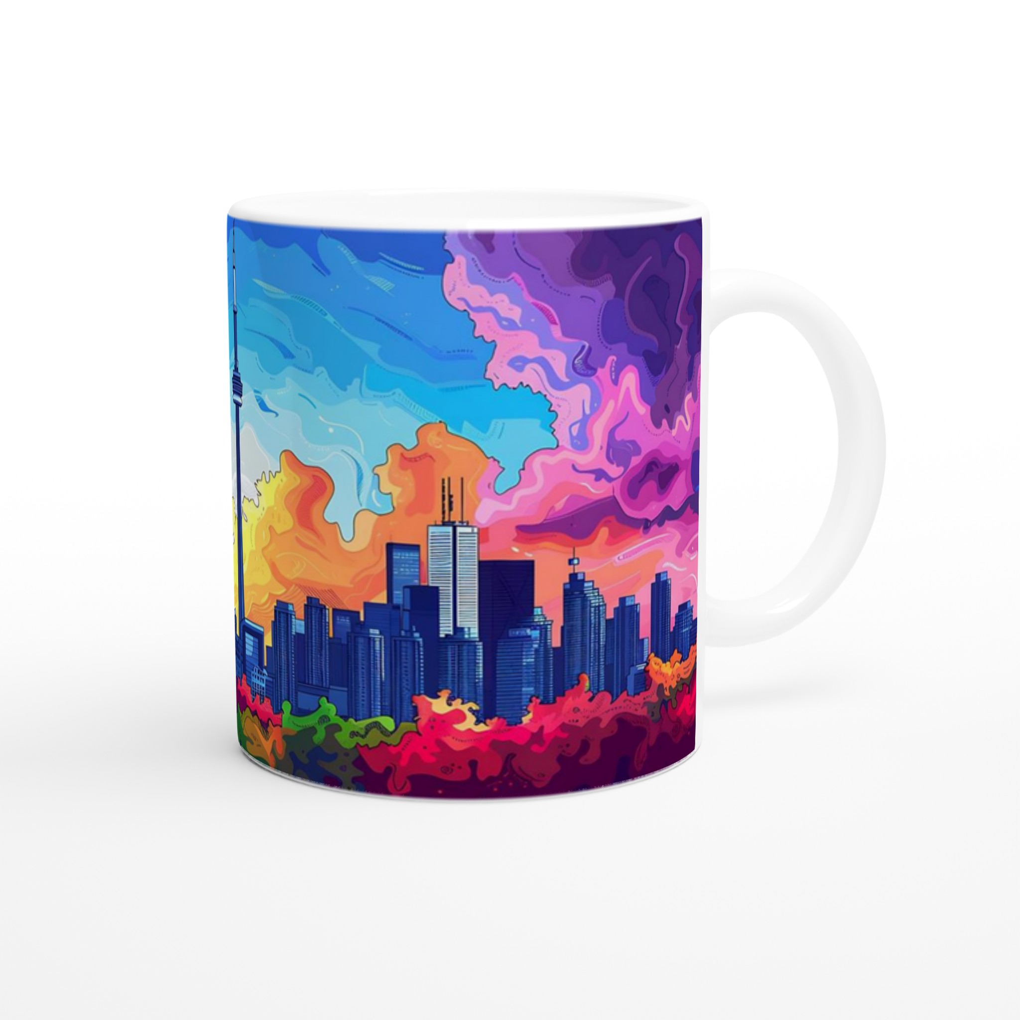 Toronto Skyline Abstract Art Mugg – Levande Stadsbild i Pop Art Stil, Välj bland 7 Keramiska Färger 9 90aec21b-8937-4888-be81-0f440863a7dc