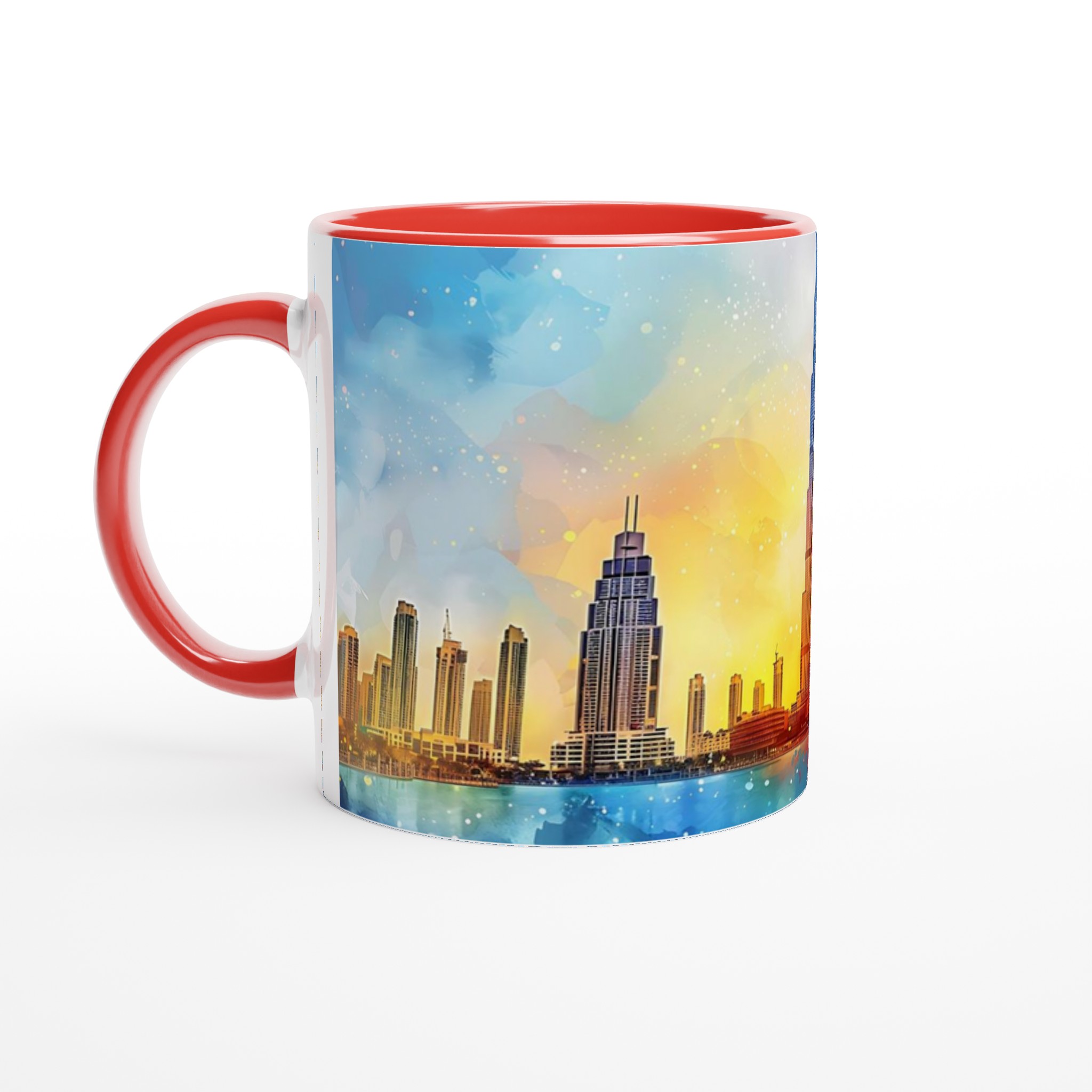 Dubai Skyline Watercolor Mugg – Färgstark Keramikmugg 11oz 2 91047967-bd0d-4da6-baa7-2dfabb8ca0bb