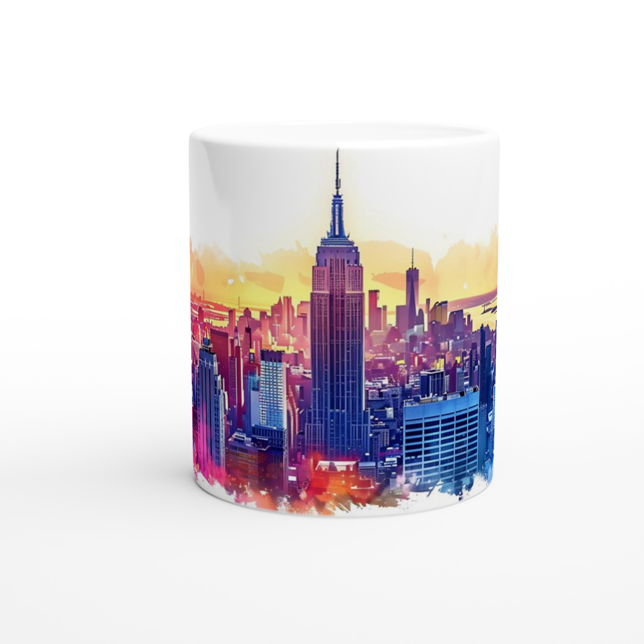 New York City Skyline Watercolor Mugg – Fånga stadens puls i levande färger på din valfria keramiska mugg! 8 9145c11a-716d-4d47-a9ce-20acf0aeeecc