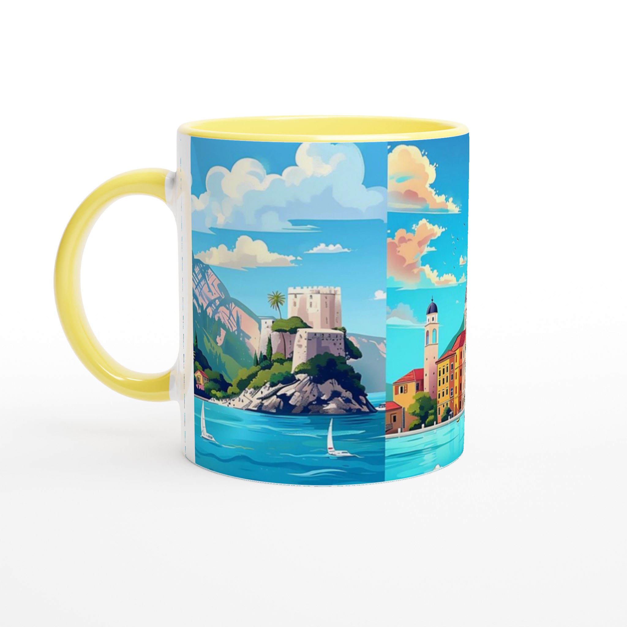 Italiensk Kust Charm – 11oz Keramikmugg med Pastellfärgad Medelhavsutsikt 5 9162b099-ff0f-42cd-8b61-5f5bc71ee7a8