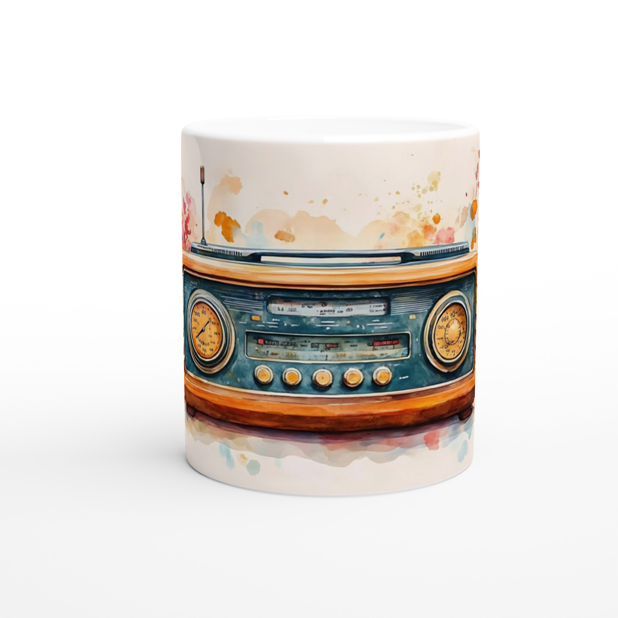 Nostalgi i Akvarell – Vintage Radiomugg med Varm Höstglöd – 11oz Keramisk Mugg i Valfri Färg 8 91684369-c0fa-407b-aeba-684ea879f7dc
