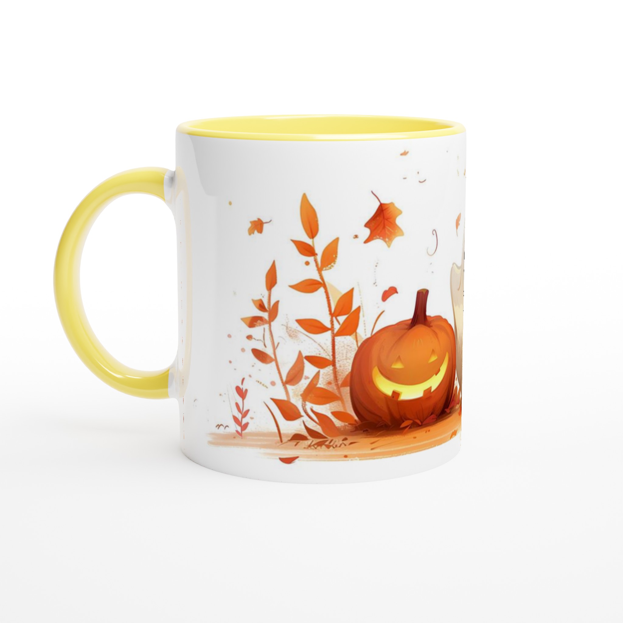 Busig Halloween Mugg - Söt Spöke & Pumpa i Höstfärger | 11oz Keramisk Kaffemugg 5 91998473-1954-4df2-8ec7-42b4545ccbb9