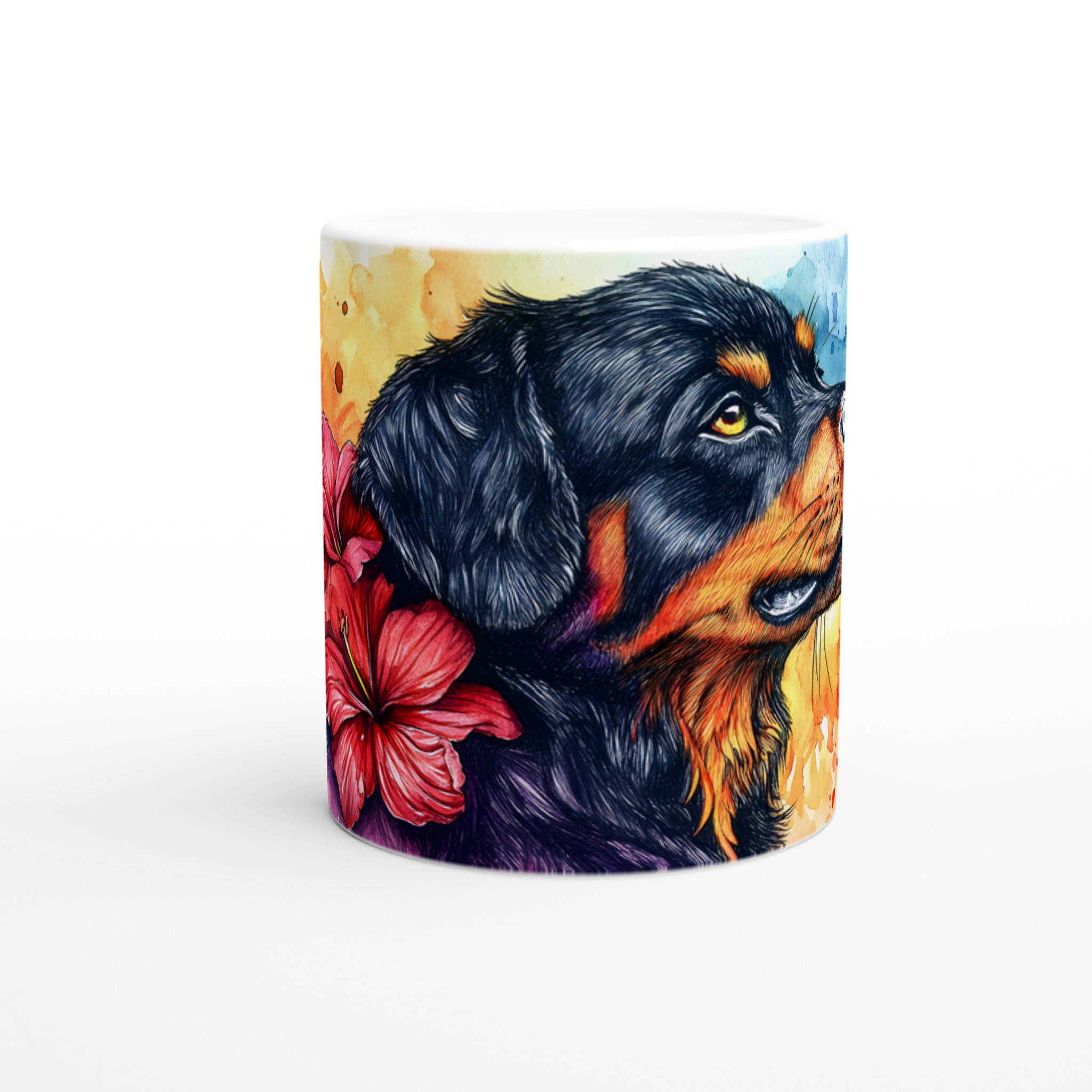 Konstnärlig Rottweiler Akvarell Mugg - Färgstark Kärlek till Din Bästa Vän | 11oz Keramikmugg i Valfri Färg 9 926c64c5-63df-46a0-8476-ed6e36e13187