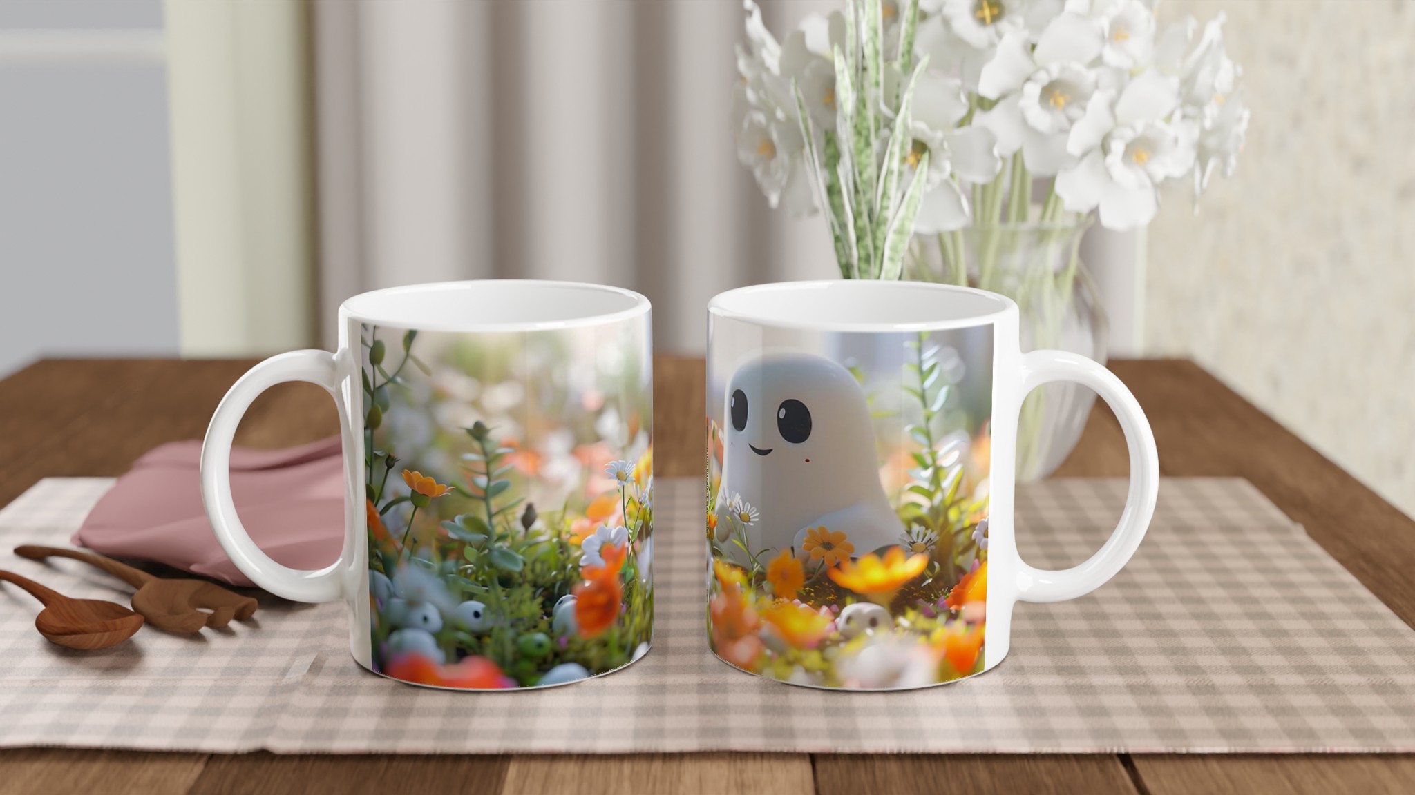 Söt Spöke Blomsteräng 11oz Keramisk Mugg – Välj bland 7 Livfulla Färger 10 9277e184-5b77-43b4-bc13-953b40619218