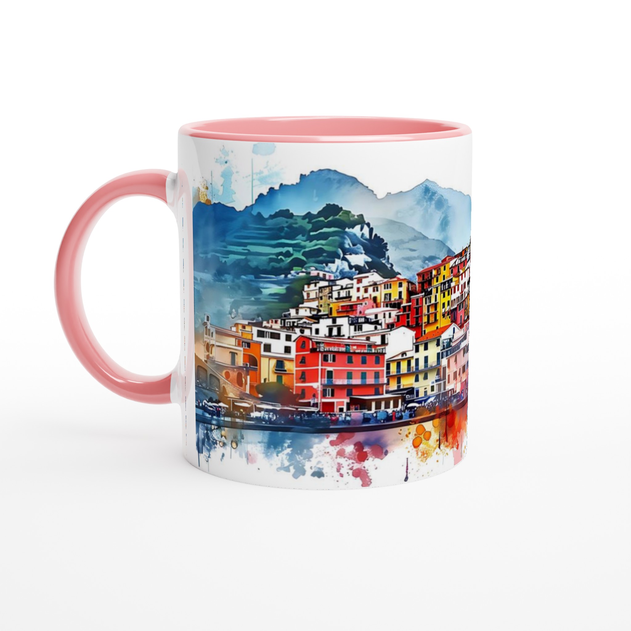 Italiensk Kuststad Akvarell Mugg – Färgstark Keramikmugg 11oz 6 928d6a04-8e5b-485b-9a30-0a07d66bfc10
