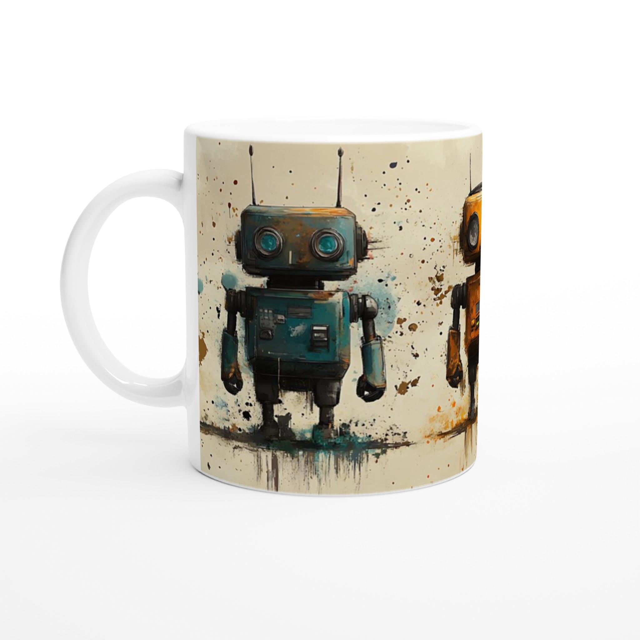 Retro Robot Art Mugg – Kreativ Splash Design Keramikmugg i 7 Färgval 1 932a013b-cda7-47e2-affd-8bb5eab6749a