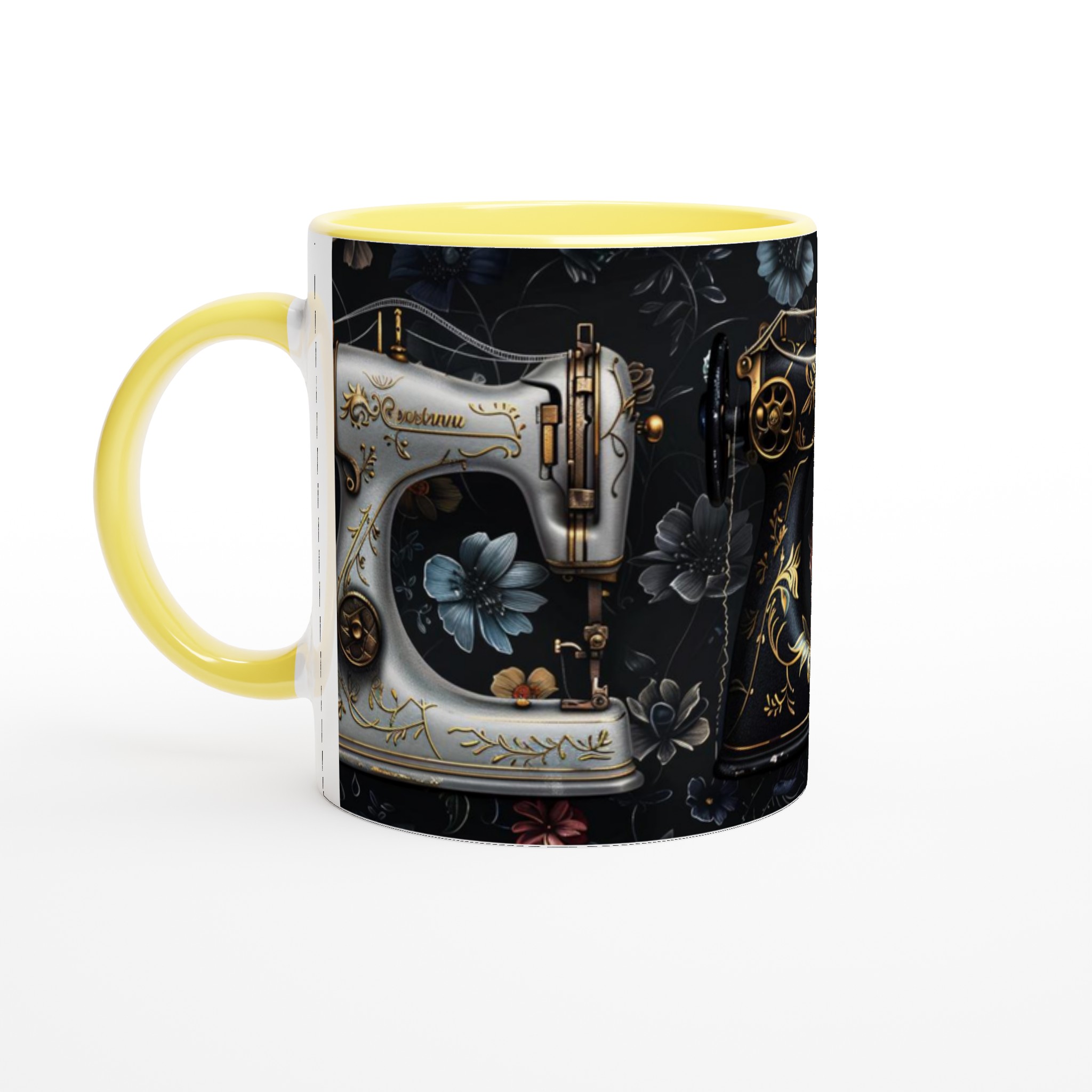 Vit 11oz keramisk mugg med elegant vintage symaskinsdesign i flera färgval 5 9392ad98-dddb-4d9c-ae42-99ff0800171e